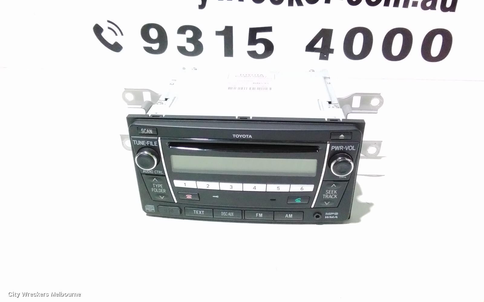 TOYOTA COROLLA RADIO/CD/DVD/SAT/TV, RADIO/CD PLAYER, ZRE152/20153R, BLACK BUTTON, 03/2007 - 10/2013 - Image 2