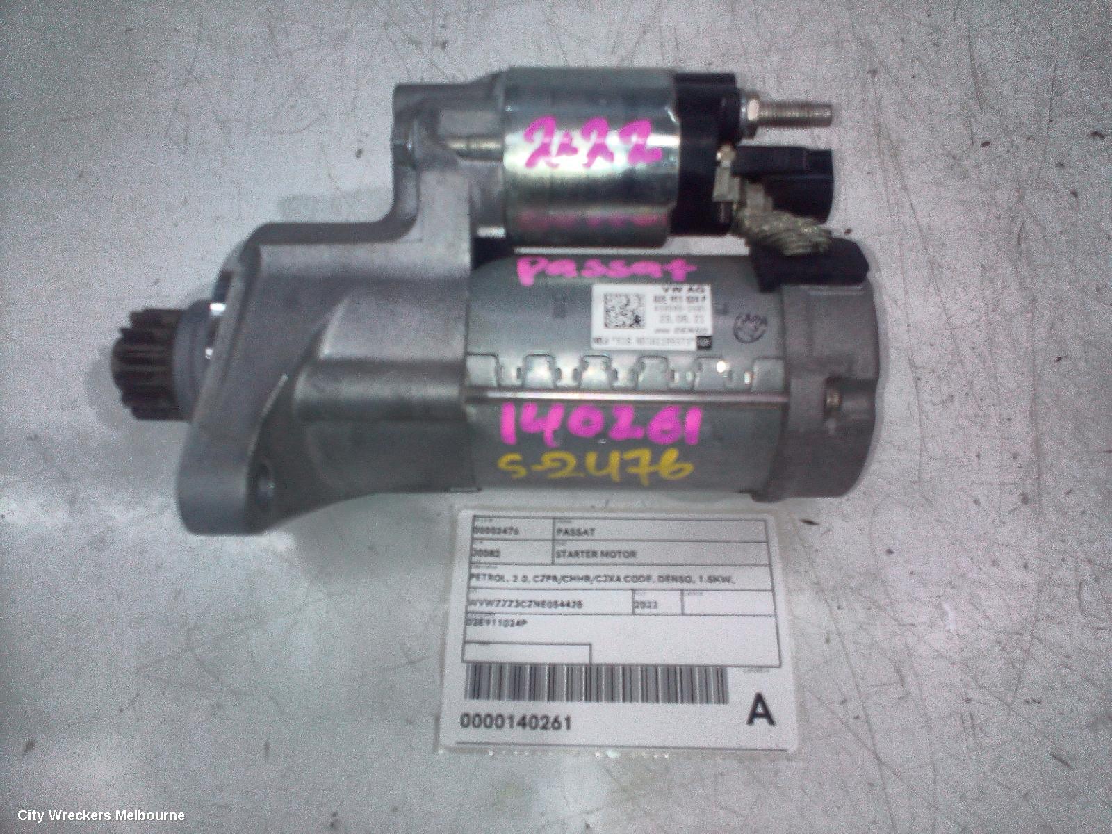 VOLKSWAGEN PASSAT STARTER, PETROL, 2.0, CZPB/CHHB/CJXA CODE, DENSO, 1.5KW, B8/MK7, 05/2016 - 05/2023 - Image 2