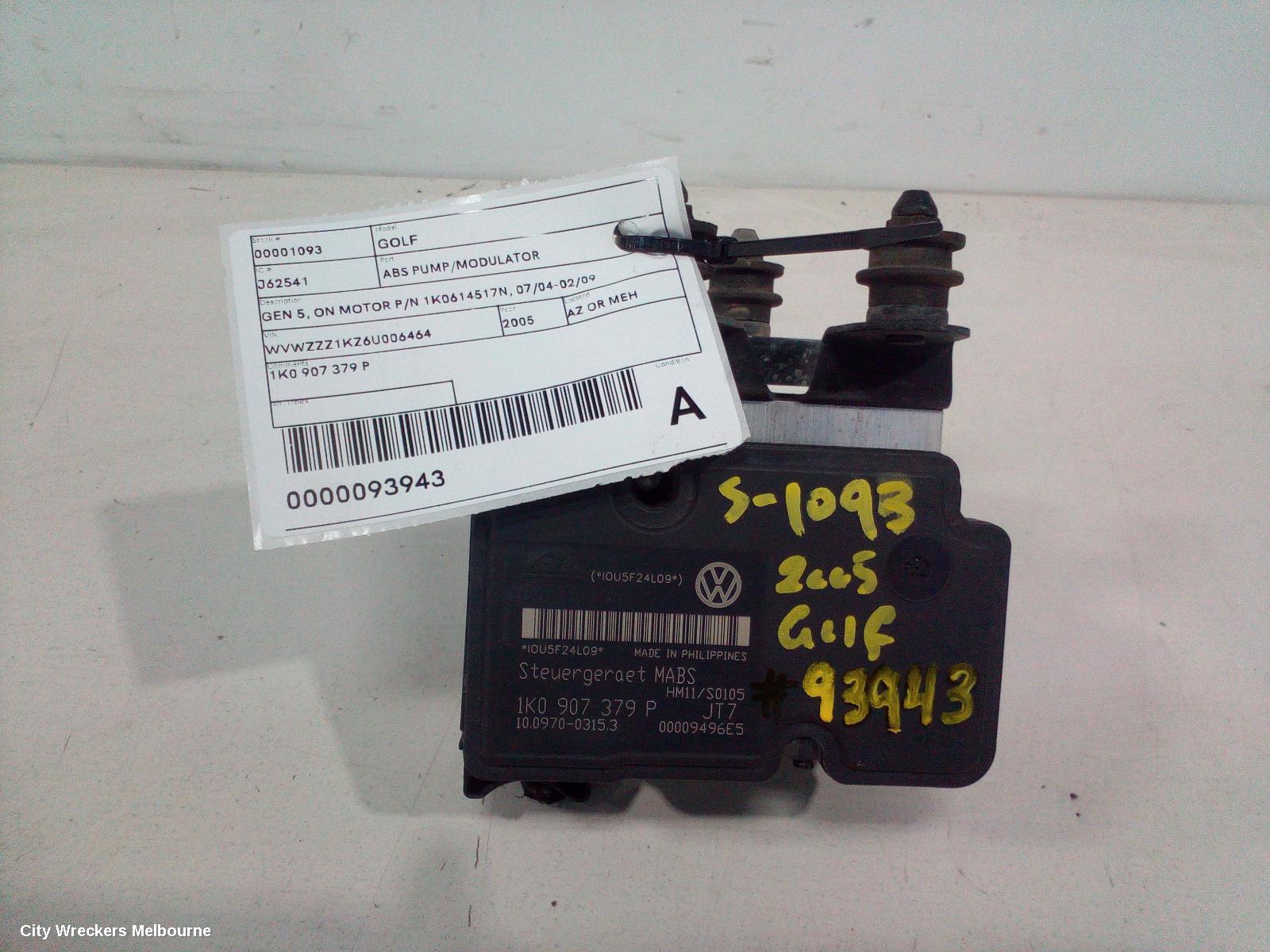VOLKSWAGEN GOLF ABS PUMP/MODULATOR, GEN 5, ON MOTOR P/N 1K0614517N, 07/2004 - 02/2009 - Image 3