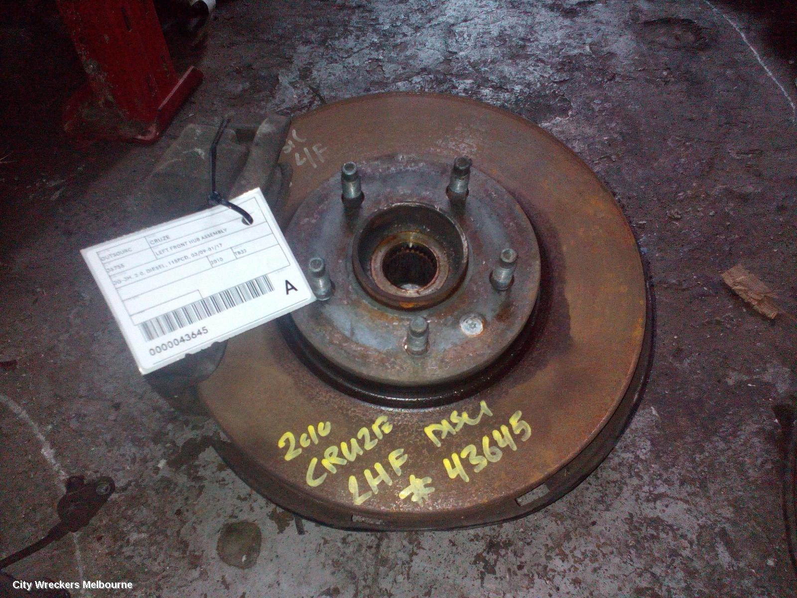 HOLDEN CRUZE LEFT FRONT HUB ASSEMBLY, JG-JH, 2.0, DIESEL, 115PCD, 03/2009 - 01/2017 - Image 1
