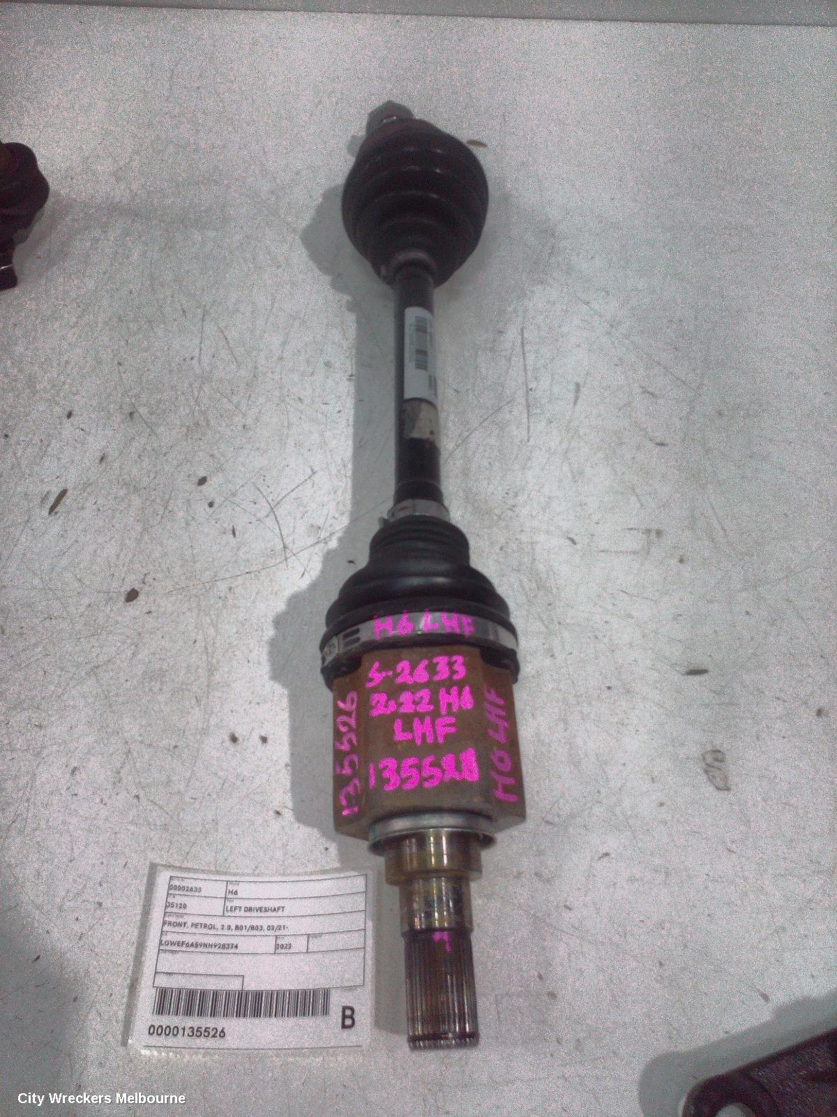 HAVAL H6 LEFT DRIVESHAFT, FRONT, PETROL, 2.0, B01/B03, 02/2021 ONWARDS - Image 1