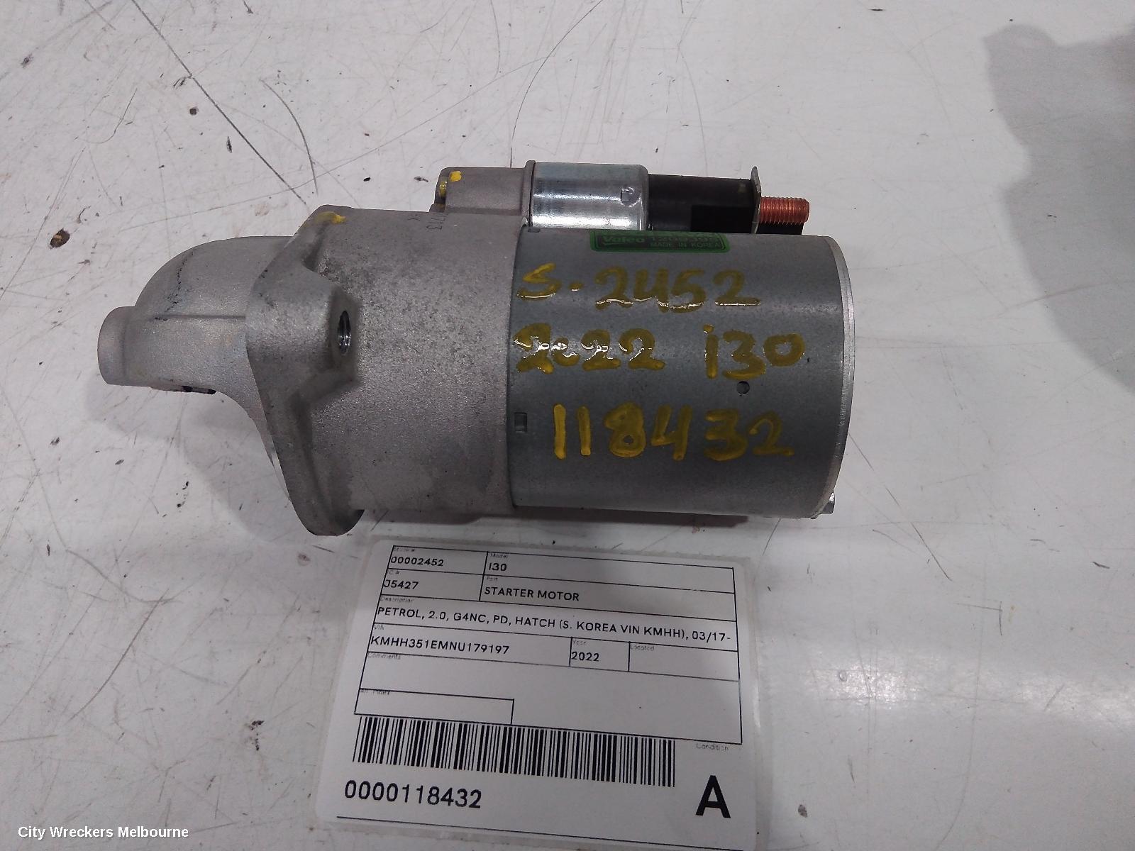 HYUNDAI I30 STARTER, PETROL, 2.0, G4NC, PD, HATCH (S. KOREA VIN KMHH), 03/2017 ONWARDS - Image 1