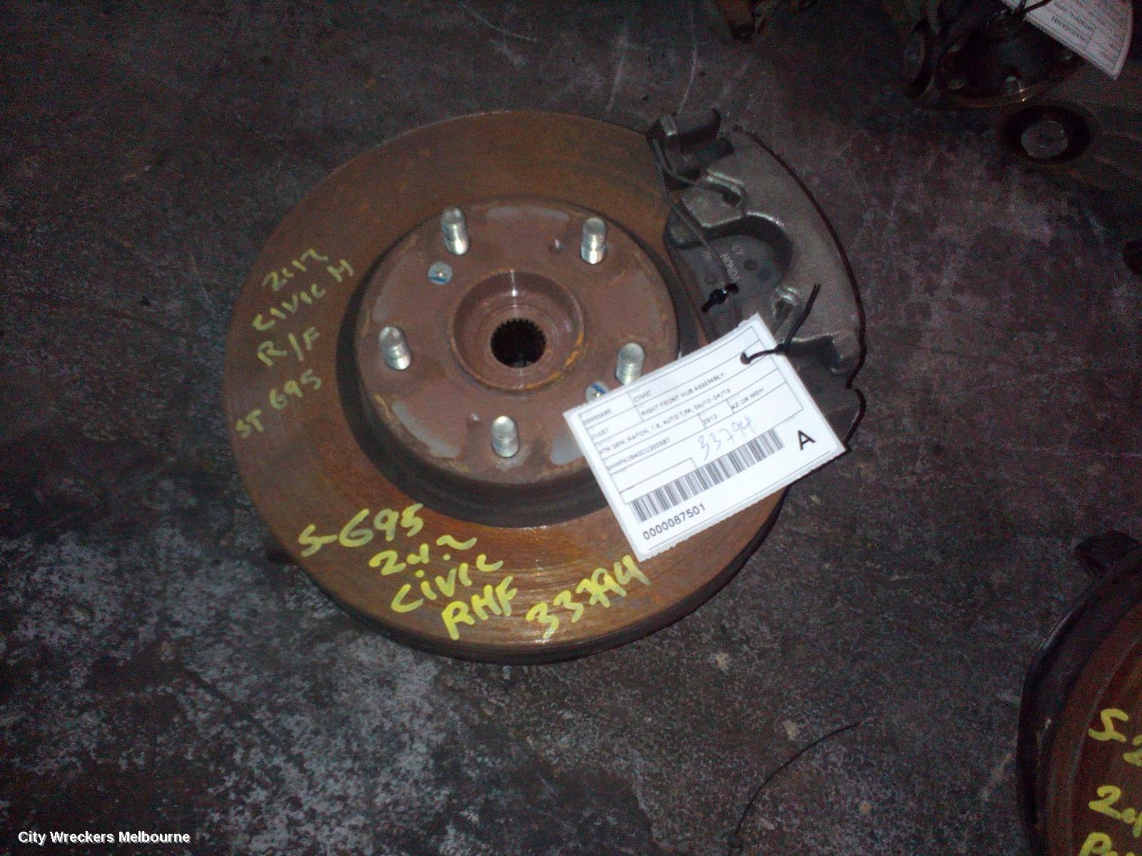 HONDA CIVIC RIGHT FRONT HUB ASSEMBLY, 9TH GEN, HATCH, 1.8, AUTO T/M, 06/2012 - 04/2016 - Image 2