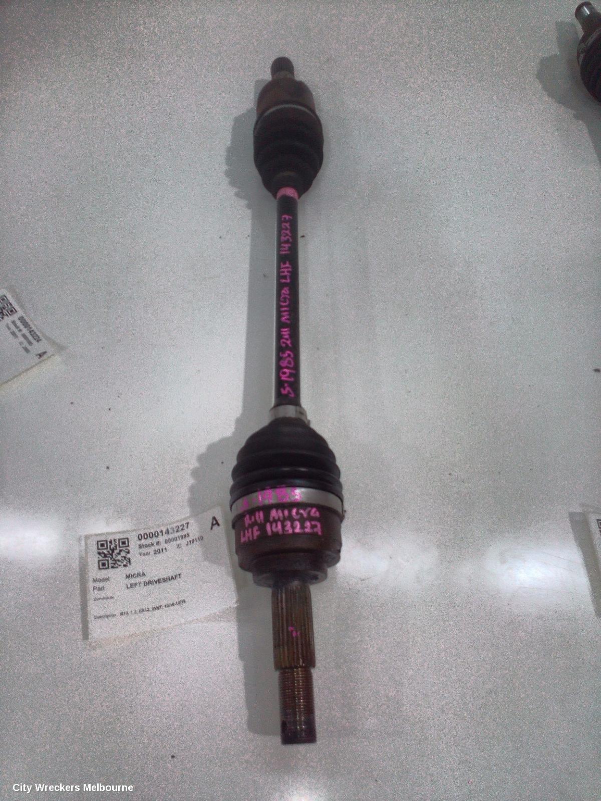 NISSAN MICRA LEFT DRIVESHAFT, K13, 1.2, HR12, 3VVT, 10/2010 - 12/2016 - Image 1