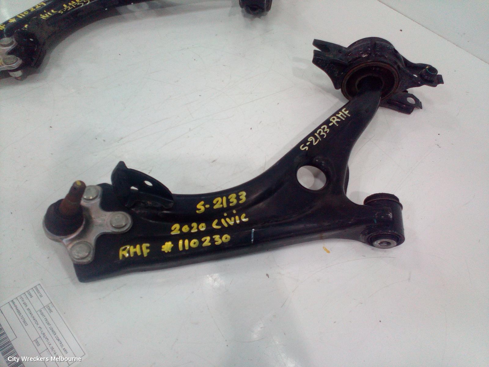 HONDA CIVIC RIGHT FRONT LOWER CONTROL ARM, 10TH GEN, SEDAN/HATCH, VTI-L/RS/VTI-LX, 05/2016 - 08/2021 - Image 1