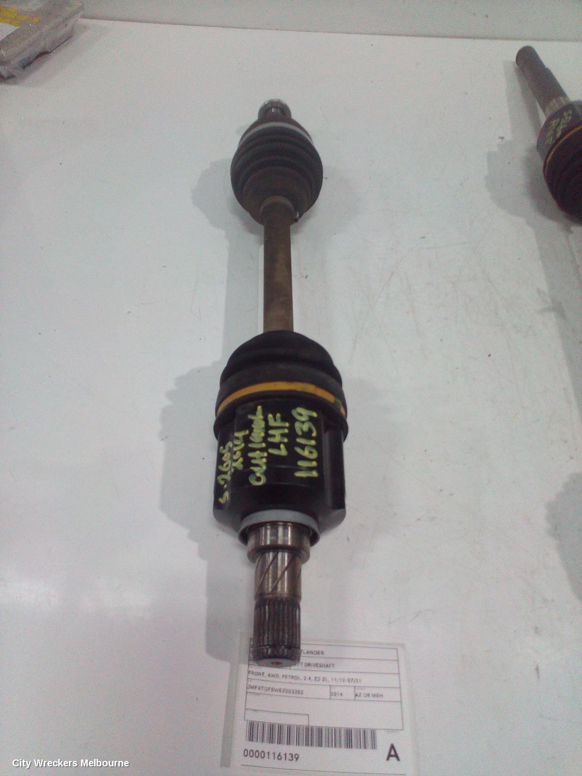 MITSUBISHI OUTLANDER LEFT DRIVESHAFT, FRONT, AWD, PETROL, 2.4, ZJ-ZL, 11/2012 - 07/2021 - Image 1