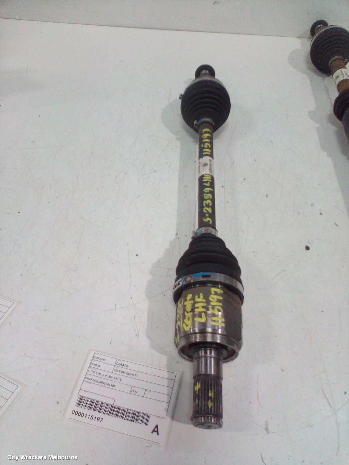 KIA CERATO LEFT DRIVESHAFT, AUTO T/M, 2.0, BD, 04/2018 ONWARDS - Image 1