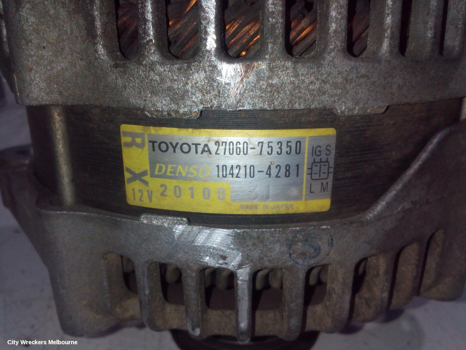 TOYOTA HIACE ALTERNATOR, PETROL, 2.7, 2TR-FE, MANUAL T/M, TRH, 03/2005 - 02/2015 - Image 3