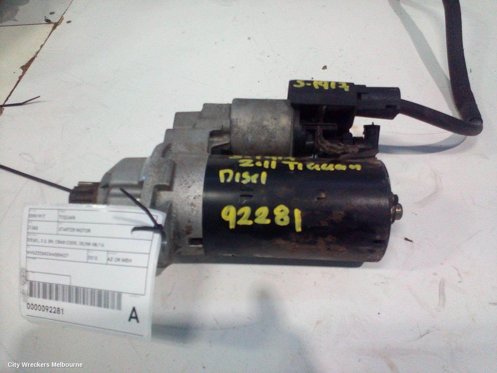 VOLKSWAGEN TIGUAN STARTER, DIESEL, 2.0, 5N, CBAB CODE, 05/2008 - 08/2016 - Image 1