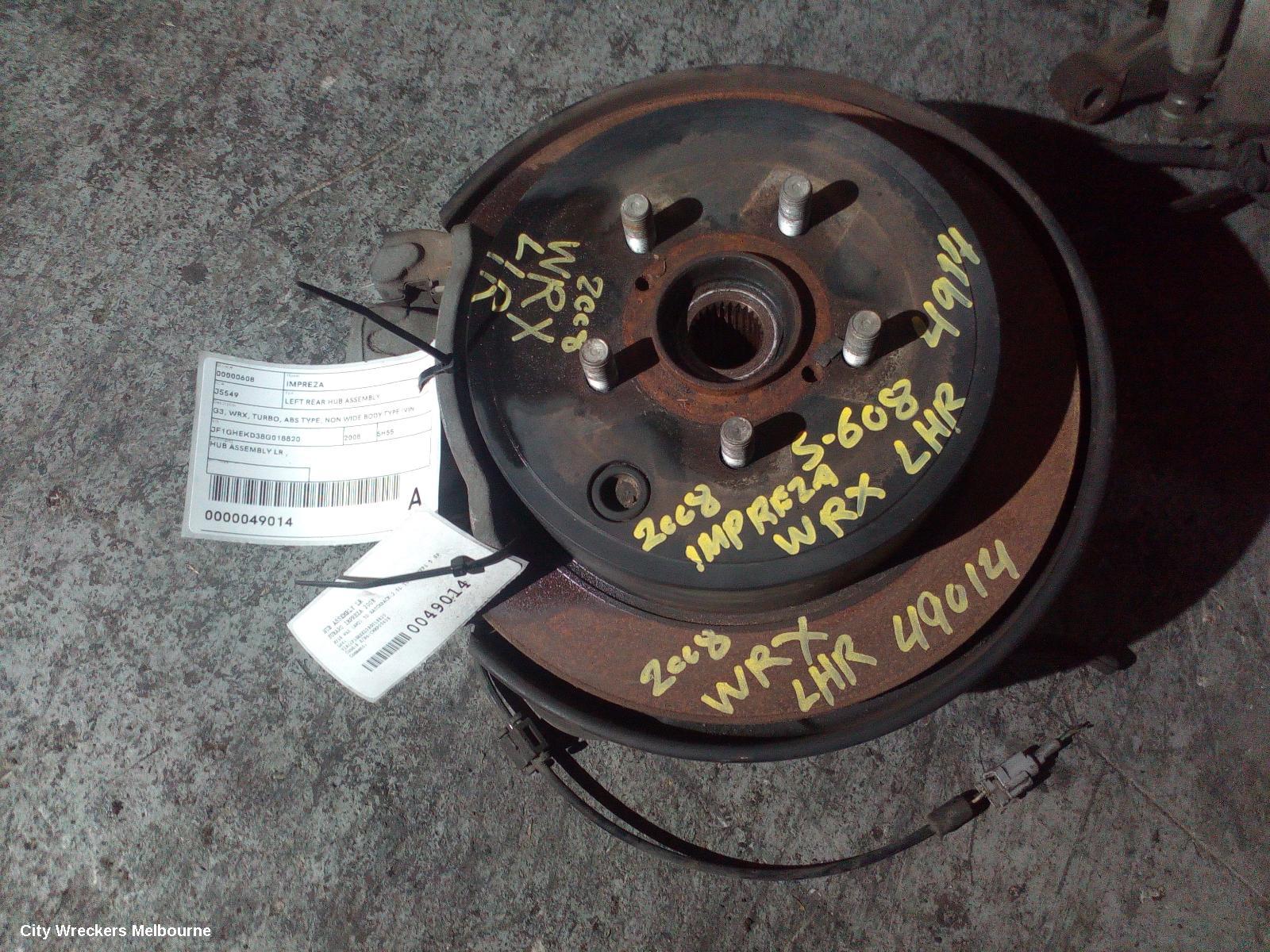 SUBARU IMPREZA LEFT REAR HUB ASSEMBLY, G3, WRX, TURBO, ABS TYPE, NON WIDE BODY TYPE (VIN JF1GE/JF1GH) 04/2007 - 12/2013 - Image 1