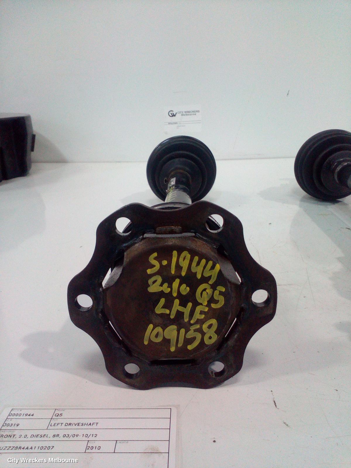 AUDI Q5 LEFT DRIVESHAFT, FRONT, 2.0, DIESEL, 8R, 03/2009 - 10/2012 - Image 1