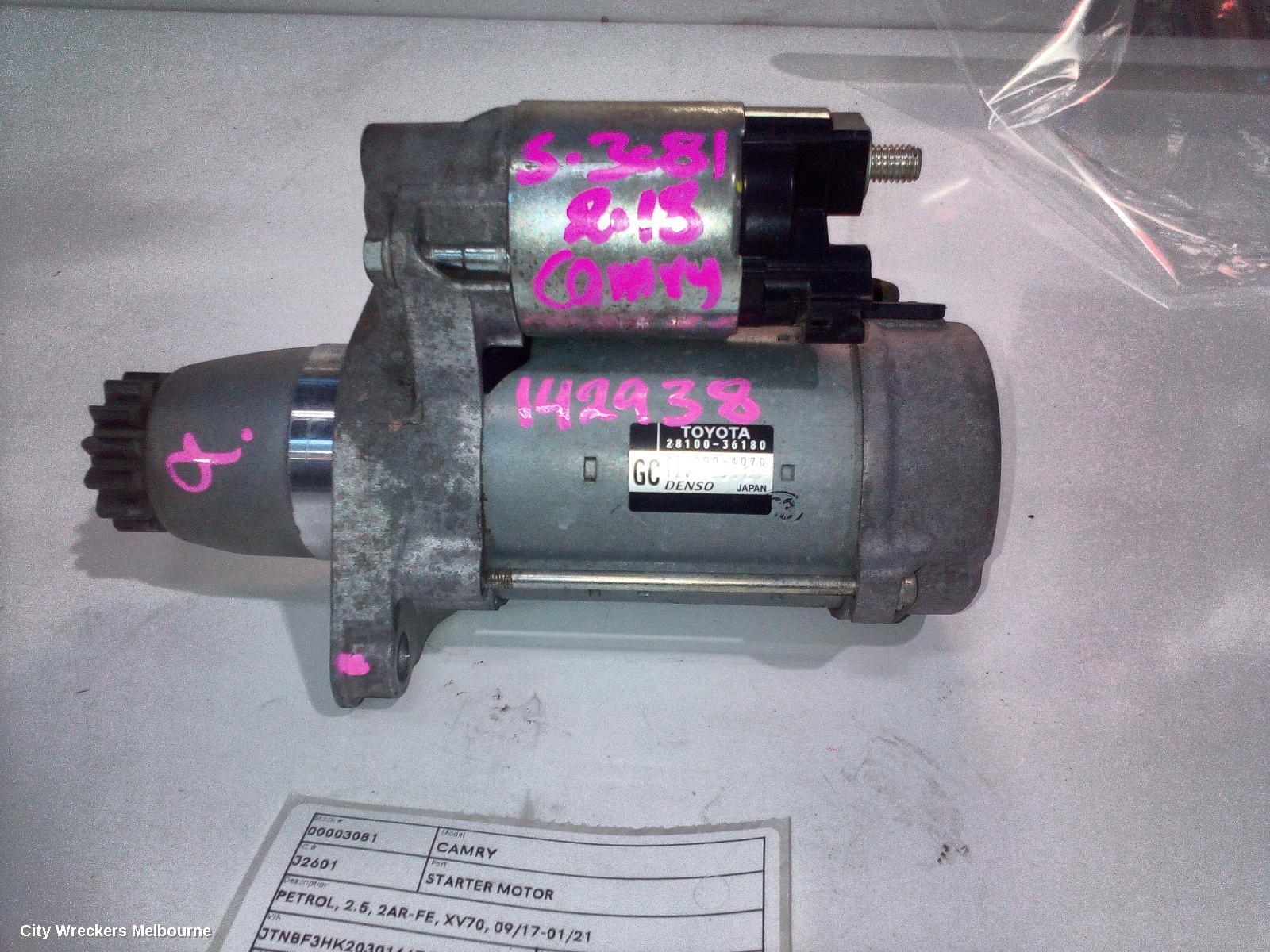 TOYOTA CAMRY STARTER, PETROL, 2.5, 2AR-FE, XV70, 09/2017 - 01/2021 - Image 2