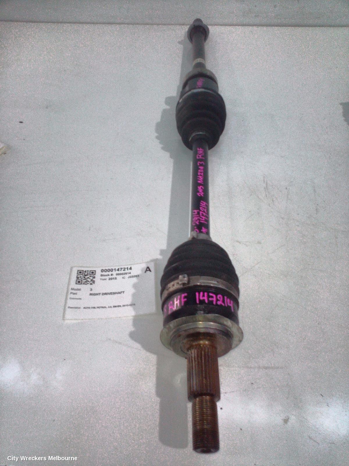 MAZDA 3 RIGHT DRIVESHAFT, AUTO T/M, PETROL, 2.0, BM-BN, 06/2013 - 02/2019 - Image 1