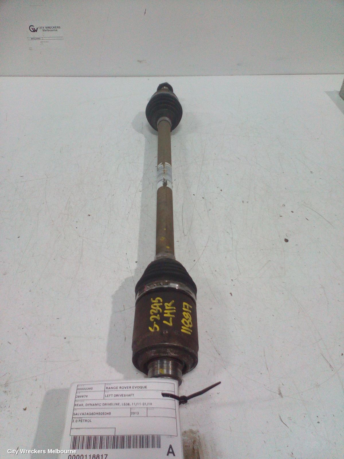 LAND ROVER RANGEROVER EVOQUE LEFT DRIVESHAFT, REAR, DYNAMIC DRIVELINE, L538, 11/2011 - 01/2019 - Image 1