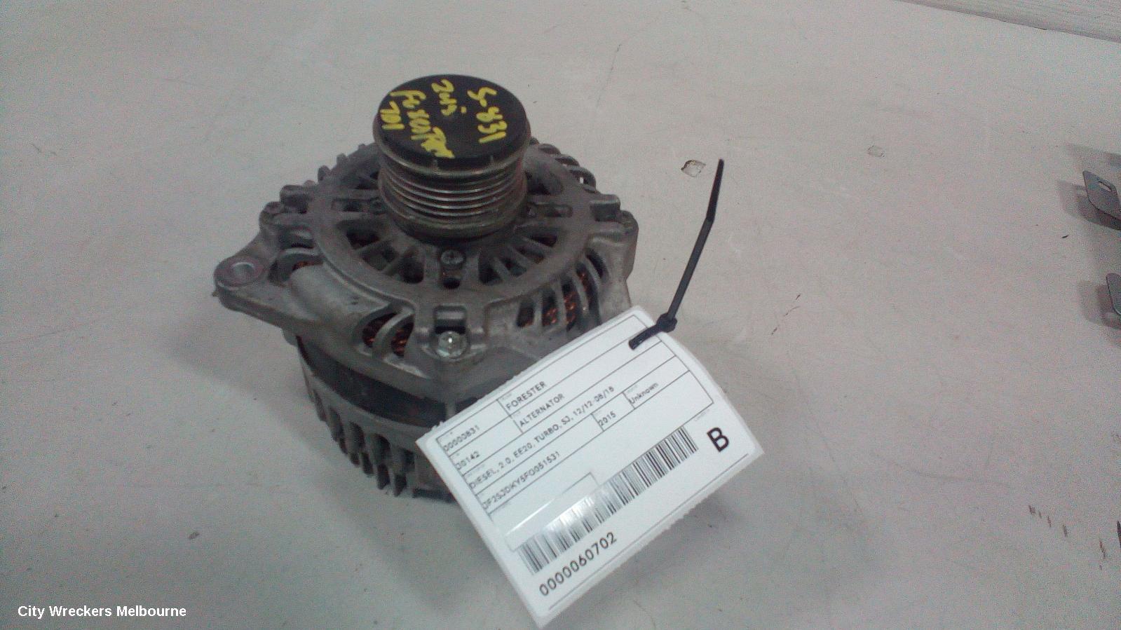 SUBARU FORESTER ALTERNATOR, DIESEL, 2.0, EE20, 150AMP, SJ, 12/2012 - 08/2018 - Image 1