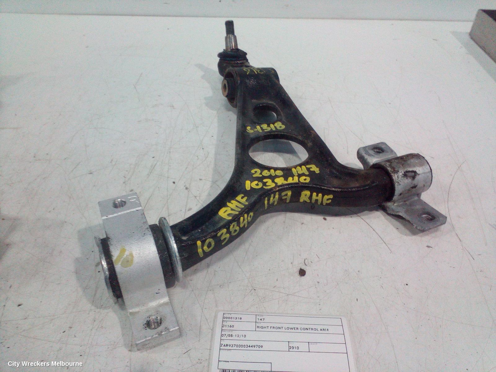 ALFA ROMEO 147 RIGHT FRONT LOWER CONTROL ARM, 07/2005 - 12/2010 - Image 1
