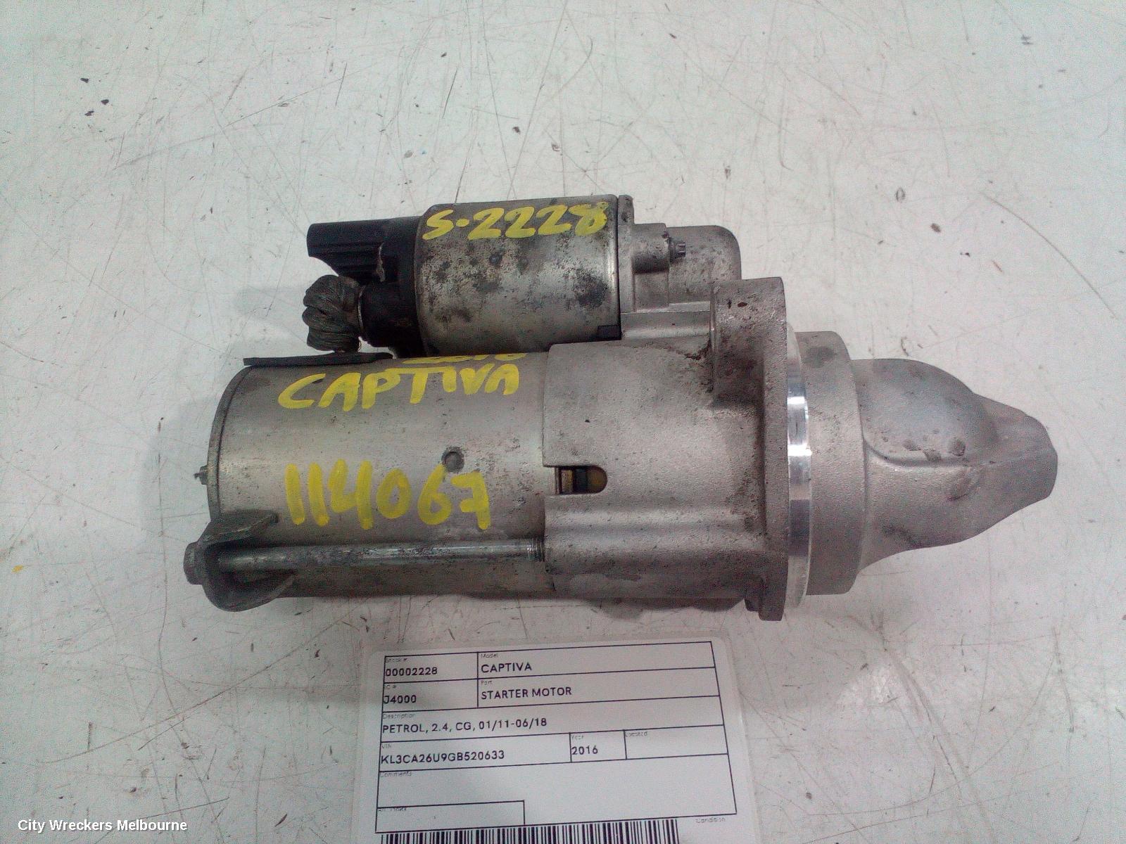 HOLDEN CAPTIVA STARTER, PETROL, 2.4, CG, 01/2011 - 06/2018 - Image 1
