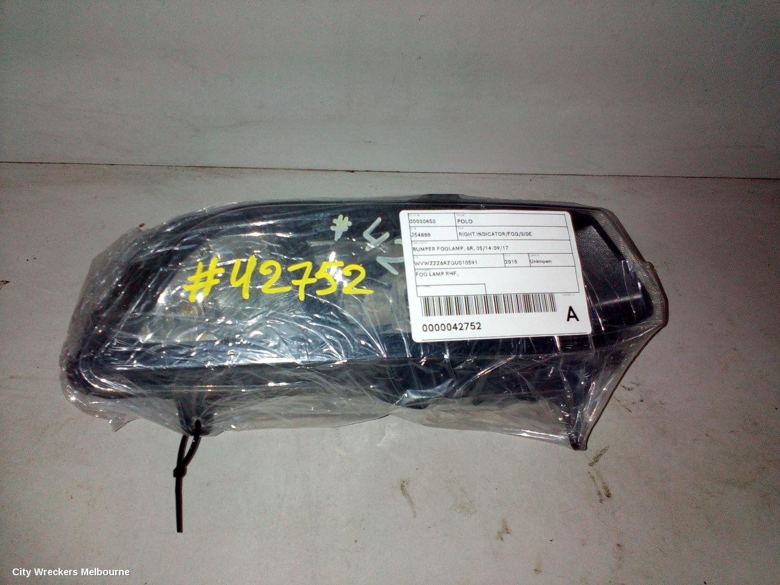 VOLKSWAGEN POLO RIGHT INDICATOR/FOG/SIDE, BUMPER FOGLAMP, NON DAYTIME RUNNING LAMP, 6R, 05/2014 - 09/2017 - Image 3