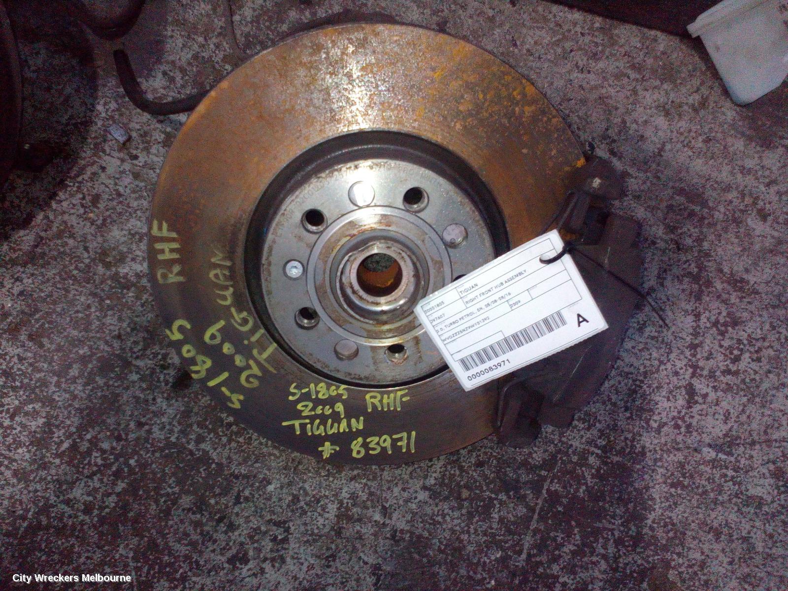 VOLKSWAGEN TIGUAN RIGHT FRONT HUB ASSEMBLY, 2.0, TURBO PETROL, 5N, 05/2008 - 08/2016 - Image 1