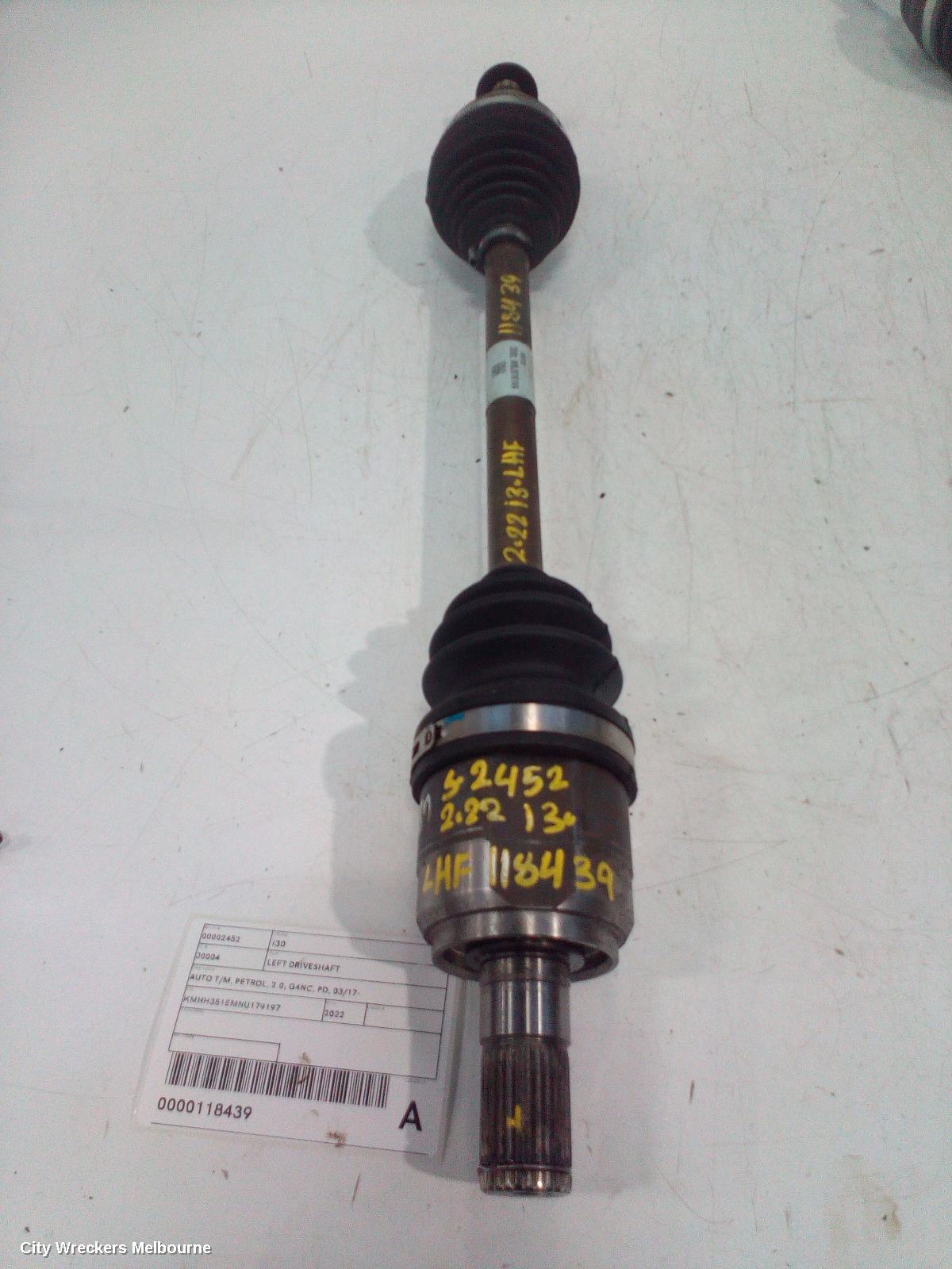HYUNDAI I30 LEFT DRIVESHAFT, AUTO T/M, PETROL, 2.0, G4NC, PD, 03/2017 ONWARDS - Image 1
