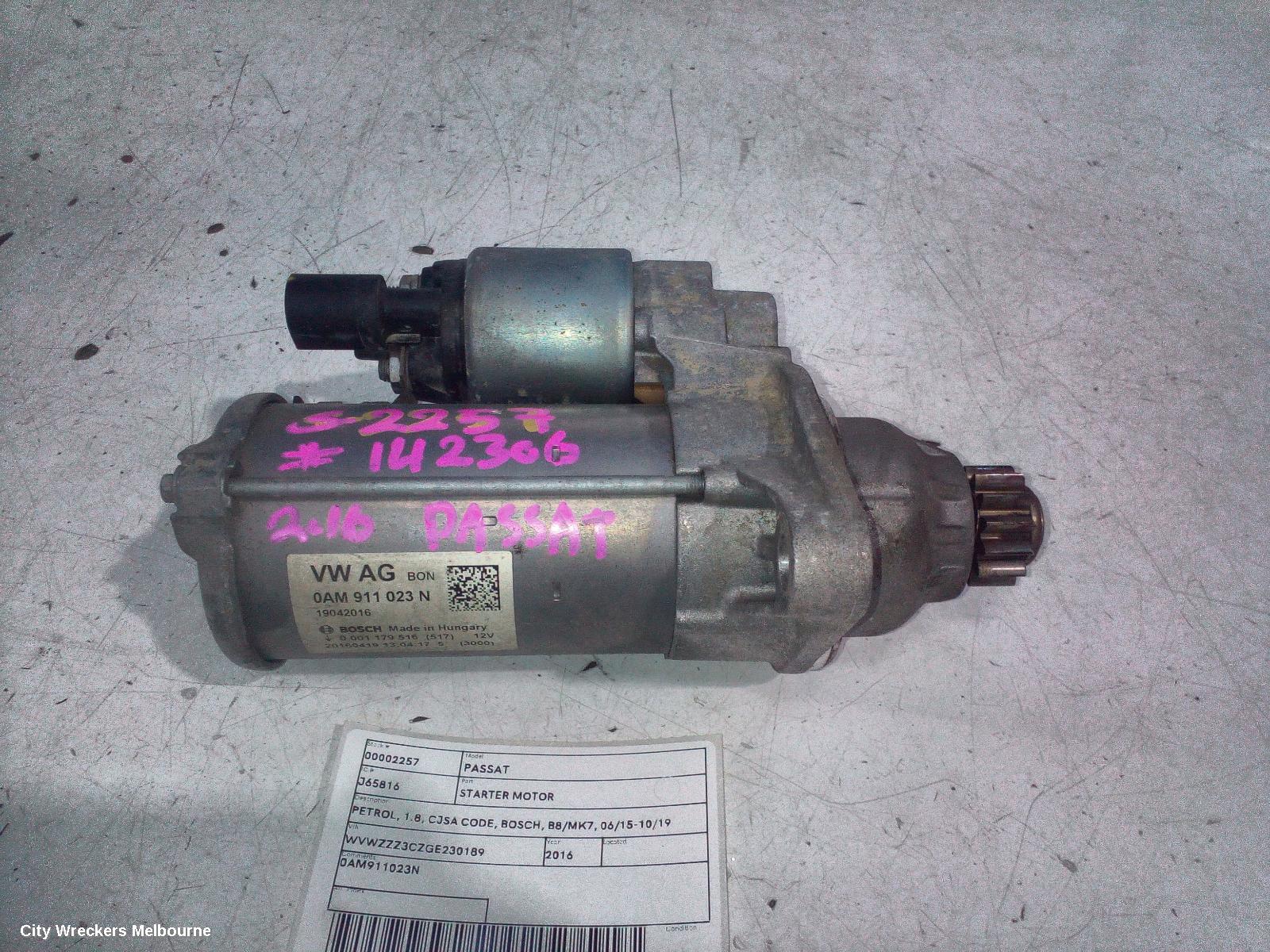 VOLKSWAGEN PASSAT STARTER, PETROL, 1.8, CJSA CODE, BOSCH, B8/MK7, 06/2015 - 10/2019 - Image 1