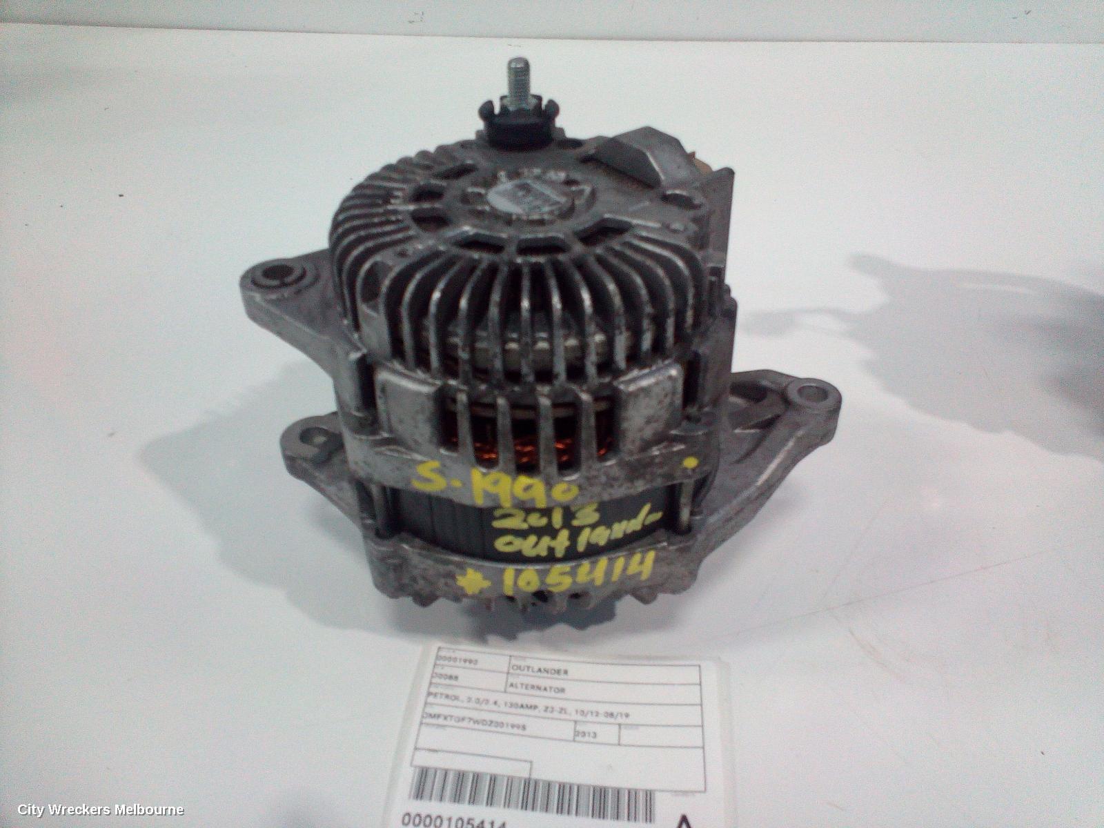 MITSUBISHI OUTLANDER ALTERNATOR, PETROL, 2.0/2.4, 130AMP, ZJ-ZL, 10/2012 - 08/2019 - Image 1