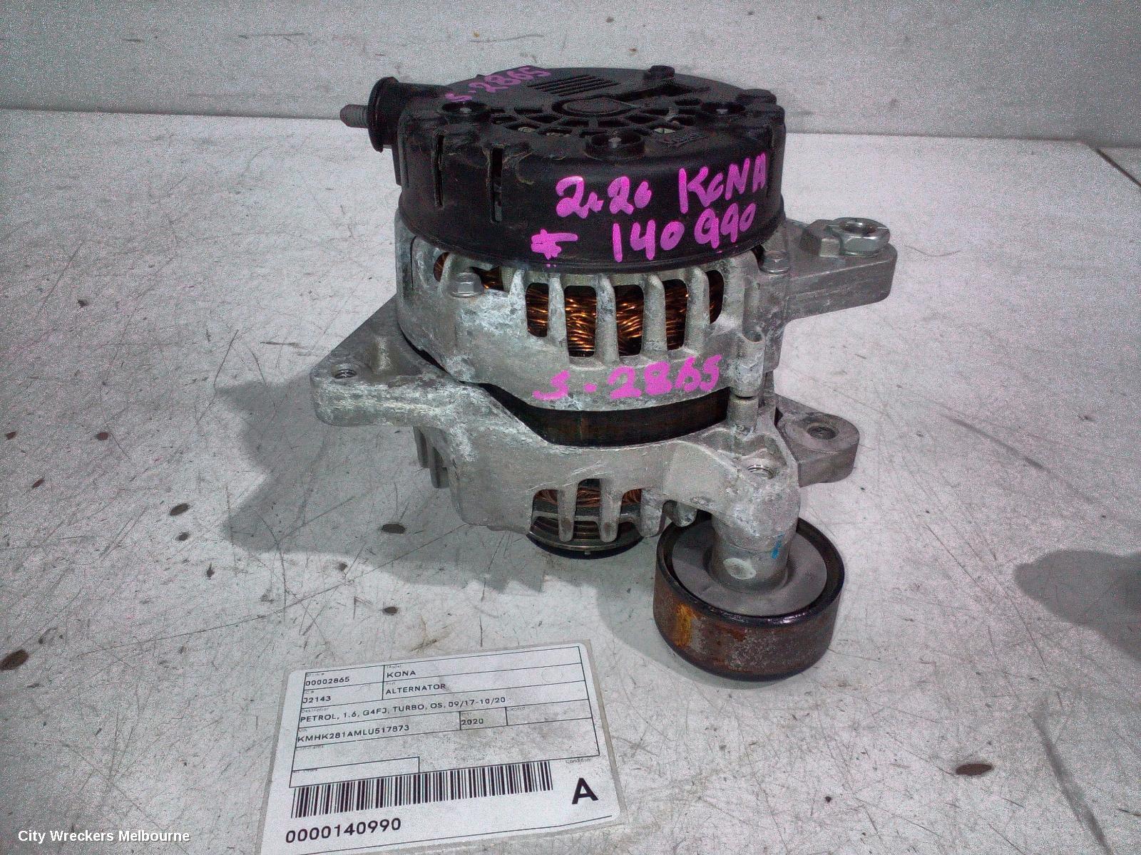HYUNDAI KONA ALTERNATOR, PETROL, 1.6, G4FJ, TURBO, OS, 09/2017 - 10/2020 - Image 1