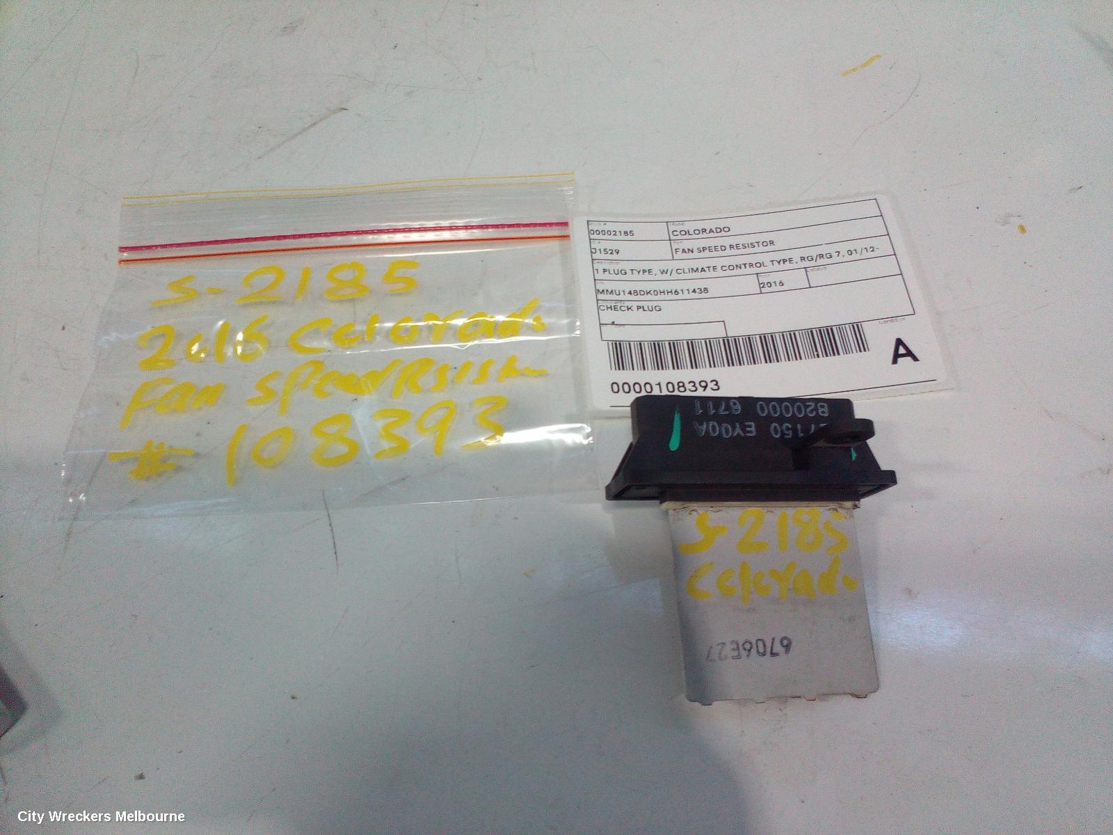 HOLDEN COLORADO FAN SPEED RESISTOR, 1 PLUG TYPE, W/ CLIMATE CONTROL TYPE, RG/RG 7, 01/2012 - 06/2016 - Image 1