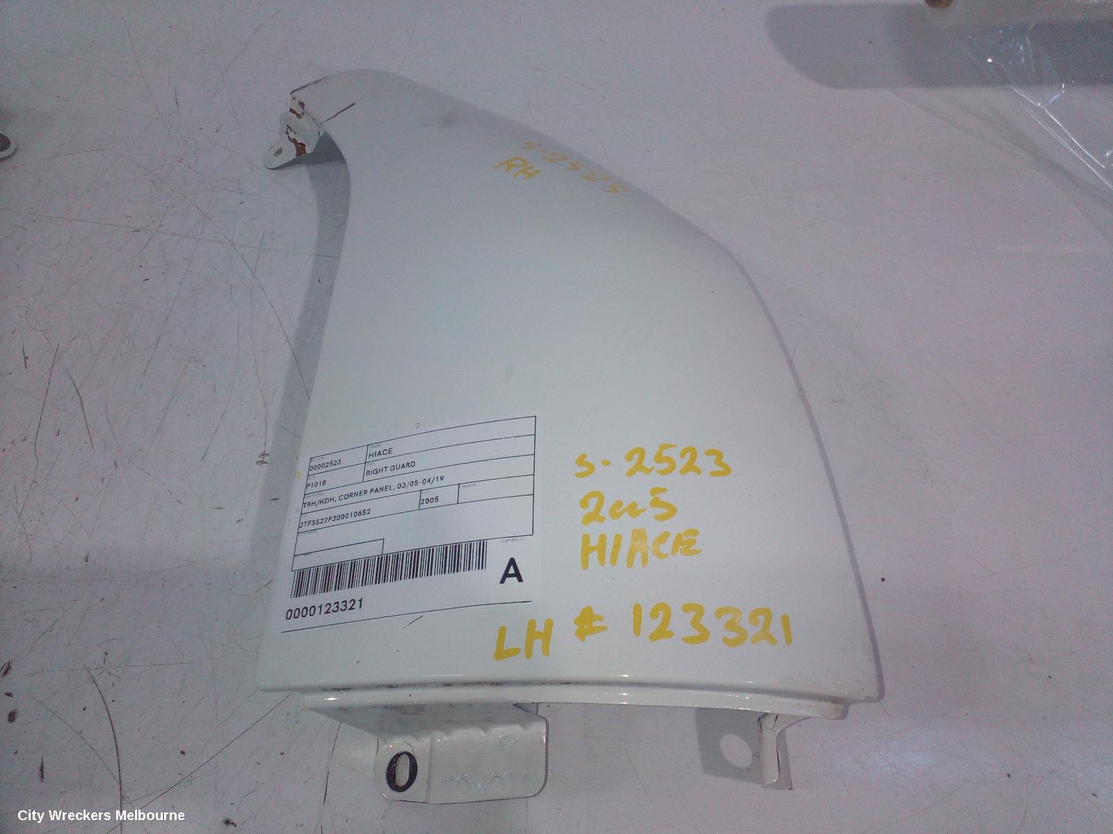 TOYOTA HIACE RIGHT GUARD, TRH/KDH, CORNER PANEL, 03/2005 - 04/2019 - Image 1
