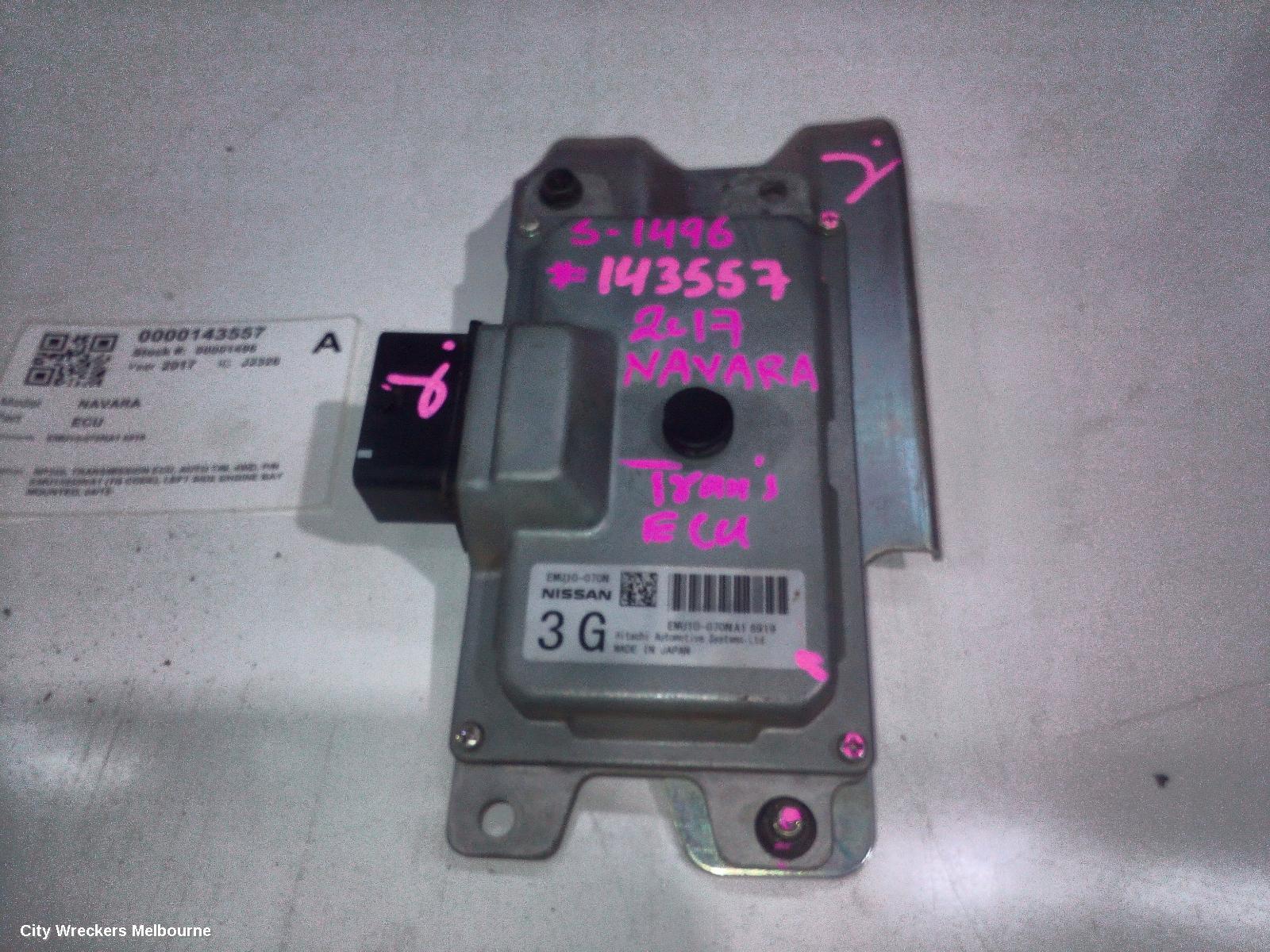 NISSAN NAVARA ECU, NP300, TRANSMISSION ECU, AUTO T/M, 4WD, P/N EMU10050NA1 (1G CODE), LEFT SIDE ENGINE BAY MOUNTED, 04/2015 ONWARDS - Image 1