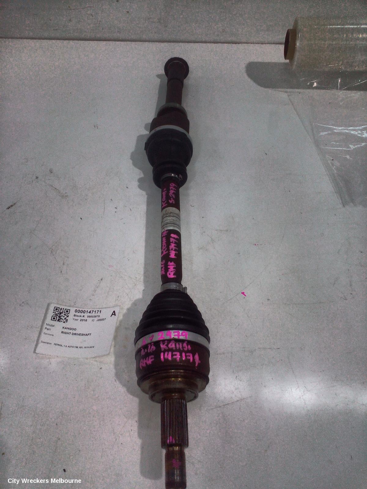 RENAULT KANGOO RIGHT DRIVESHAFT, PETROL, 1.6, AUTO T/M, X61, 10/2010 - 06/2016 - Image 1