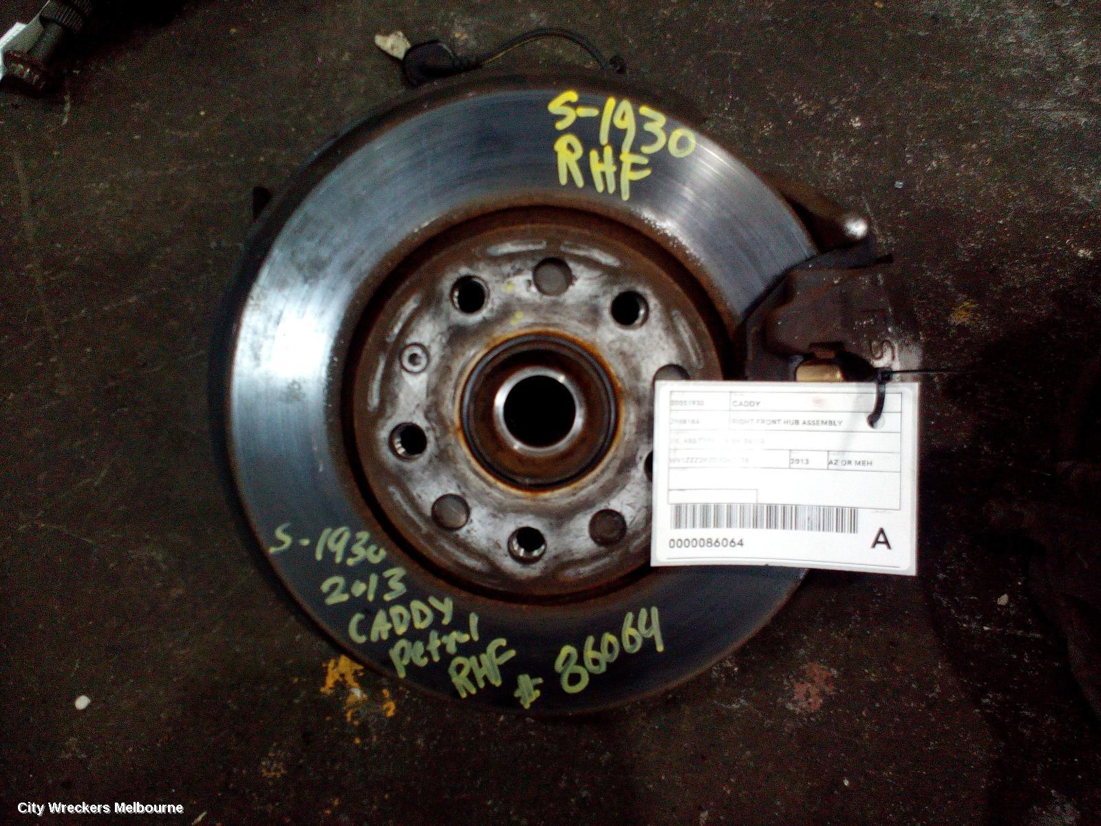 VOLKSWAGEN CADDY RIGHT FRONT HUB ASSEMBLY, 2K, ABS TYPE, 12/2004 - 06/2015 - Image 1