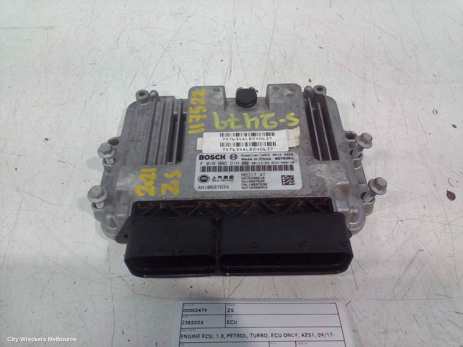 MG ZS ECU, ENGINE ECU, 1.0, PETROL, TURBO, ECU ONLY, AZS1, 09/2017 ONWARDS - Image 1