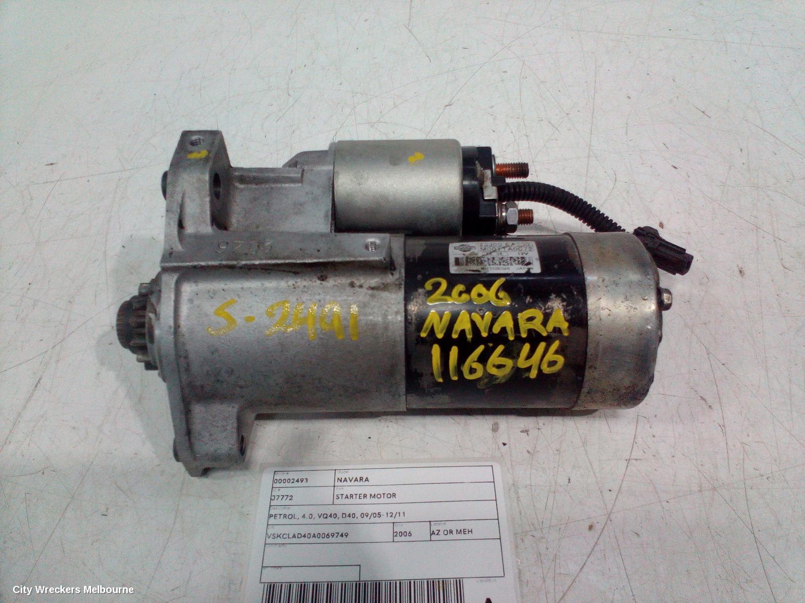 NISSAN NAVARA STARTER, PETROL, 4.0, VQ40, D40, 09/2005 - 12/2011 - Image 1