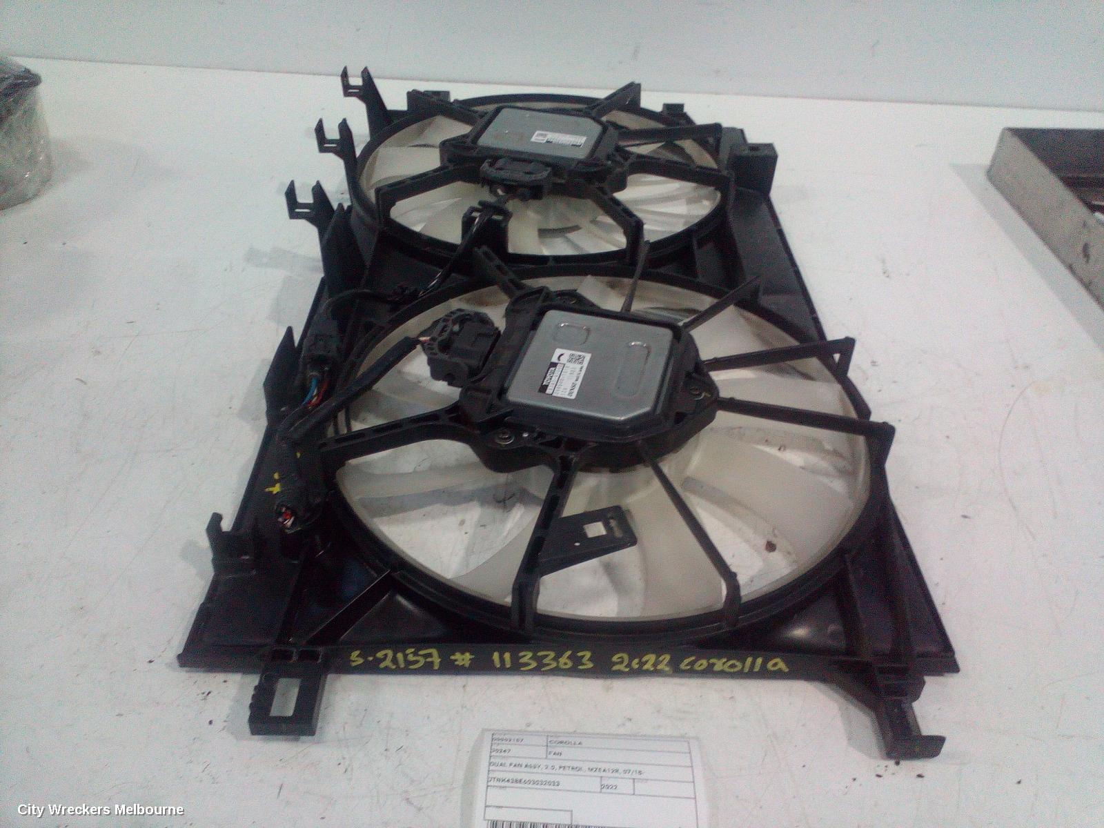 TOYOTA COROLLA FAN, DUAL FAN ASSY, 2.0, PETROL, MZEA12R, 07/2018 ONWARDS - Image 1