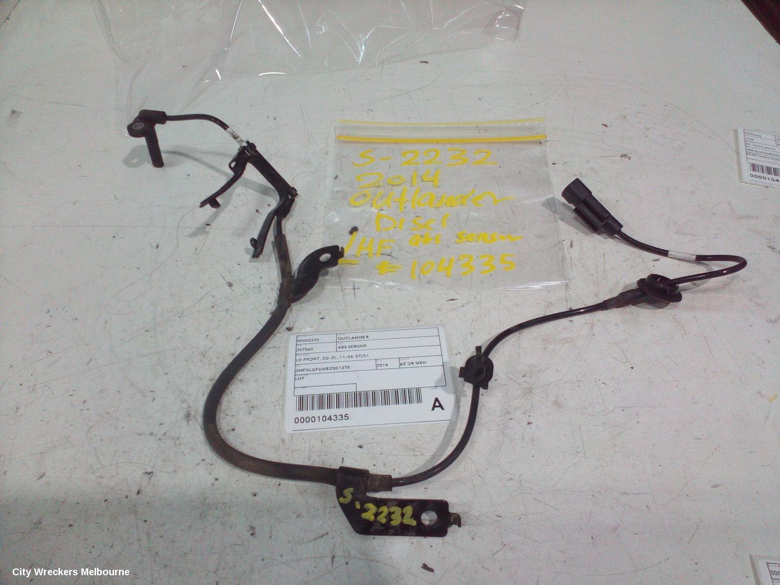 MITSUBISHI OUTLANDER ABS SENSOR, LH FRONT, ZG-ZL, 11/2006 - 07/2021 - Image 1