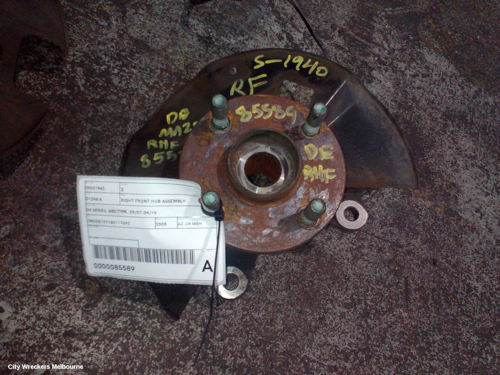 MAZDA 2 RIGHT FRONT HUB ASSEMBLY, DE SERIES, ABS TYPE, 09/2007 - 09/2014 - Image 1