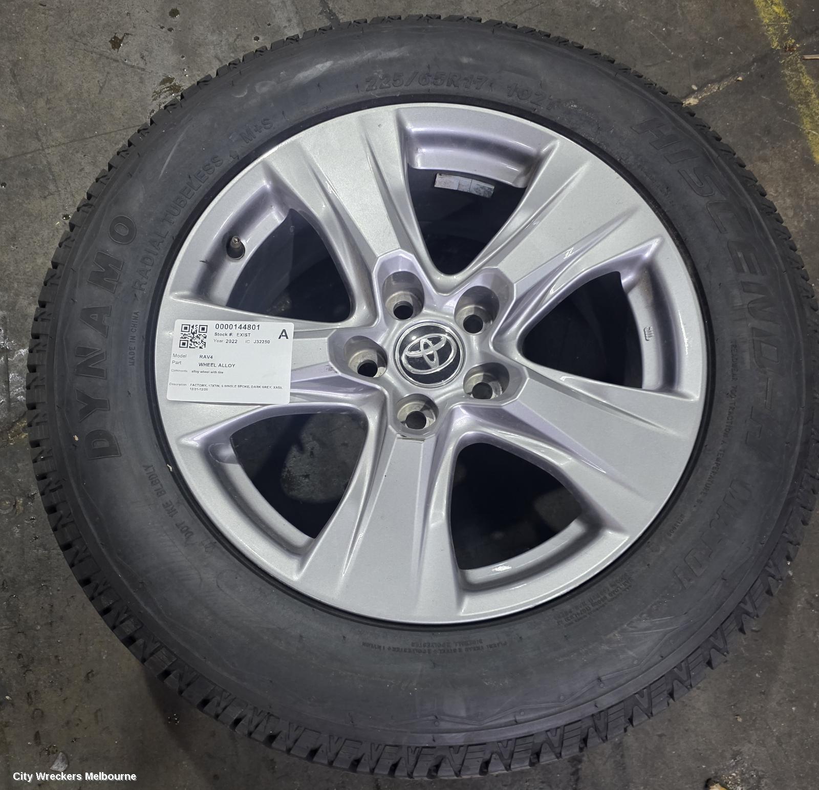 TOYOTA RAV4 WHEEL MAG, FACTORY, 17X7IN, 5 SINGLE SPOKE, DARK GREY, XA50, 12/2021 - 12/2025 - Image 1
