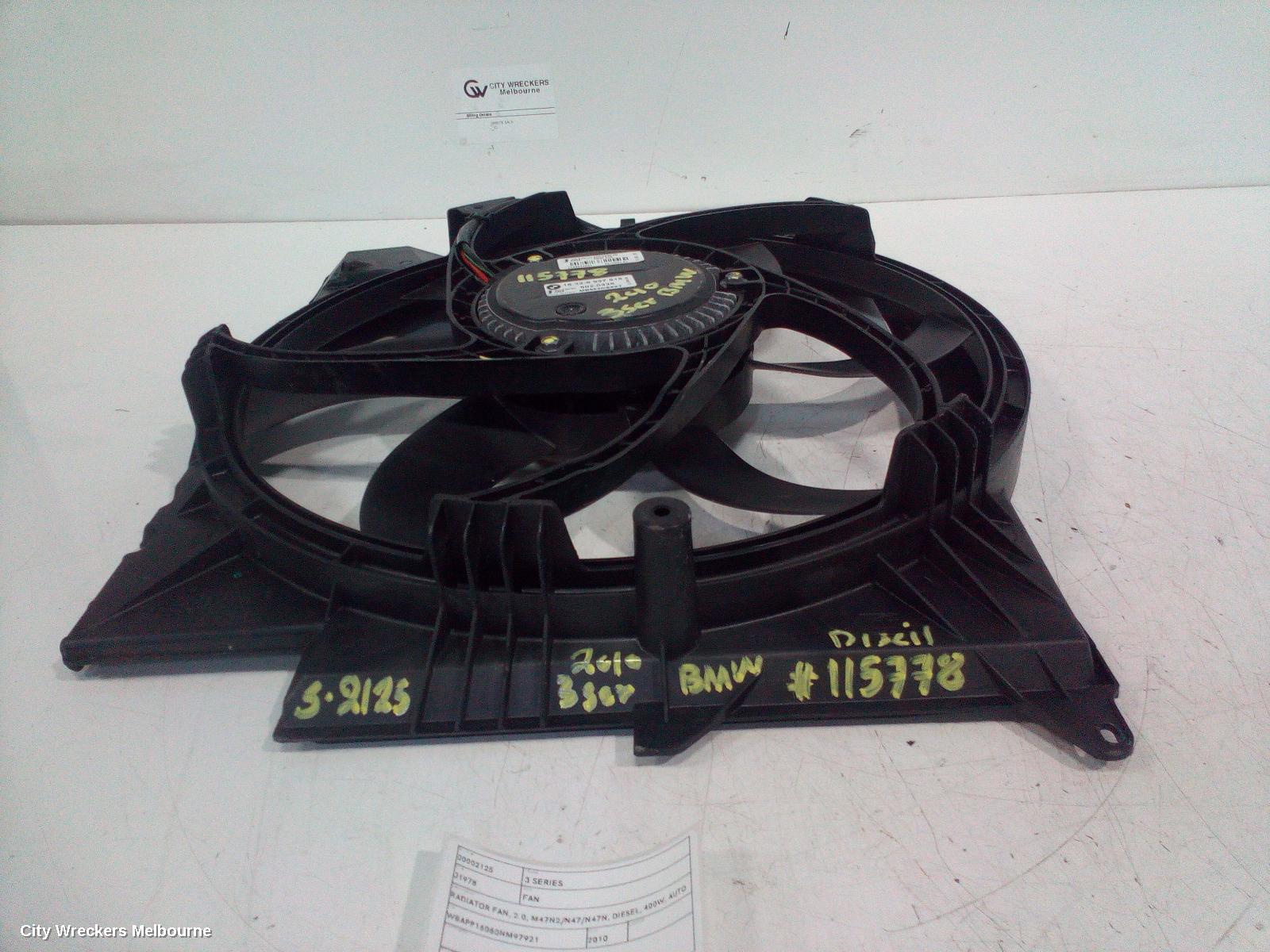 BMW 3 SERIES FAN, RADIATOR FAN, 2.0, M47N2/N47/N47N, DIESEL, 400W, AUTO T/M, E90/E91/E92/E93, 03/2005 - 09/2013 - Image 2