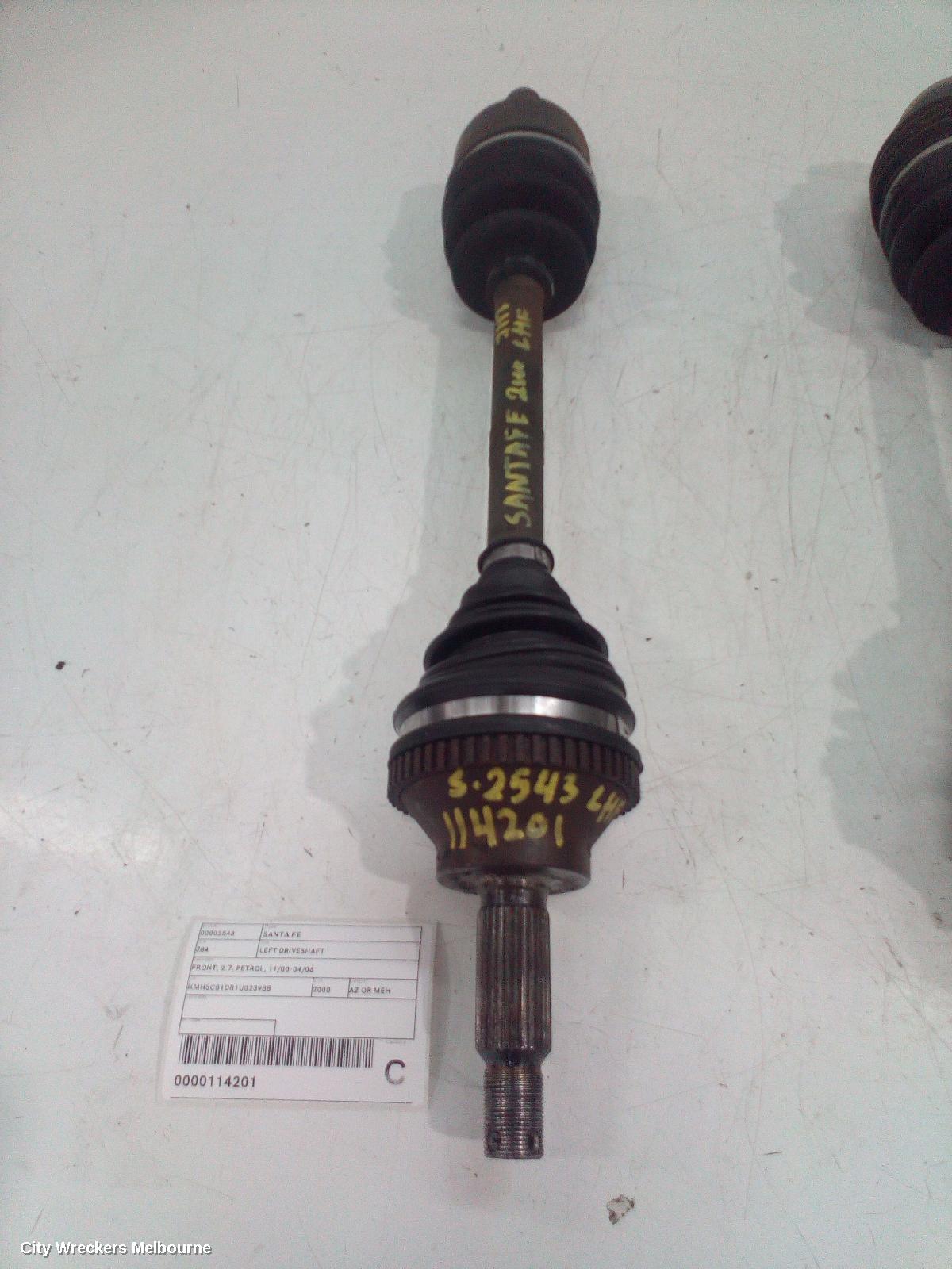 HYUNDAI SANTA FE LEFT DRIVESHAFT, FRONT, 2.7, PETROL, 11/2000 - 04/2006 - Image 1