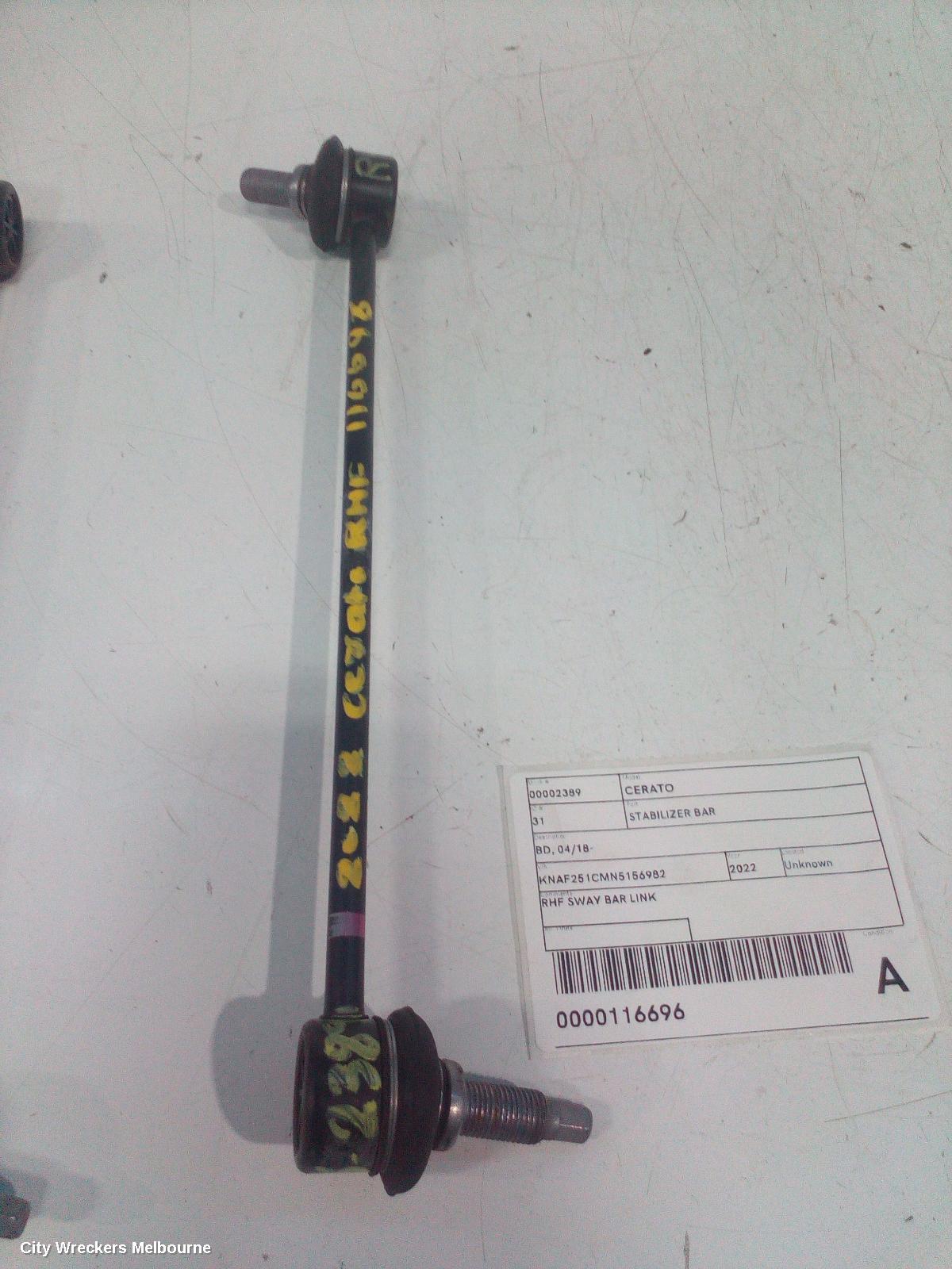 KIA CERATO STABILISER BAR, BD, 04/2018 - 09/2024 - Image 1