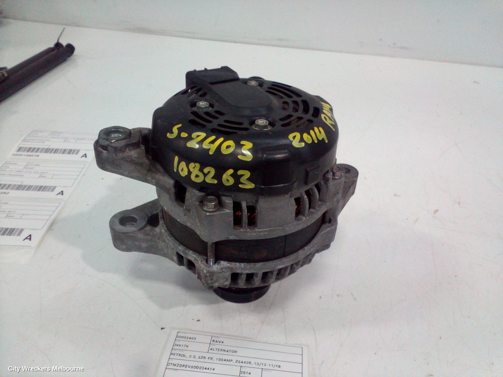 TOYOTA RAV4 ALTERNATOR, PETROL, 2.0, 3ZR-FE, 100AMP, ZSA42R, 12/2012 - 11/2018 - Image 1