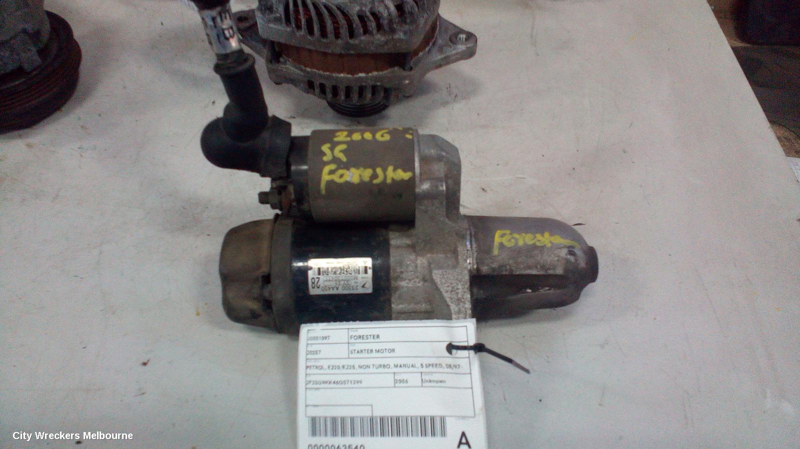 SUBARU FORESTER STARTER, PETROL, EJ20/EJ25, NON TURBO, MANUAL, 5 SPEED, 08/1997 - 12/2012 - Image 2