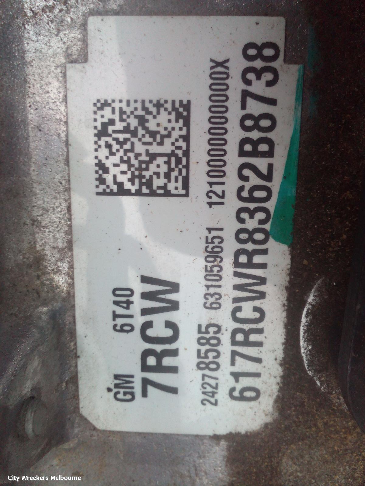 HOLDEN TRAX TRANS/GEARBOX, AUTO, PETROL, 1.4, TURBO, 7RCW TAG, TJ SERIES, 10/2016 - 12/2020 - Image 3