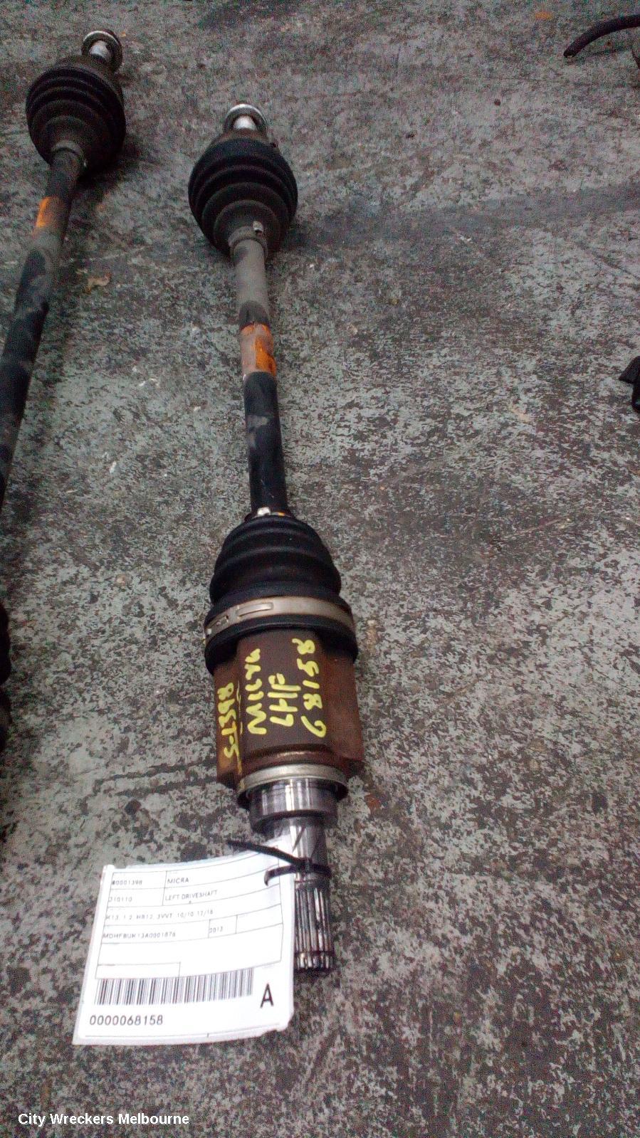 NISSAN MICRA LEFT DRIVESHAFT, K13, 1.2, HR12, 3VVT, 10/2010 - 12/2016 - Image 1