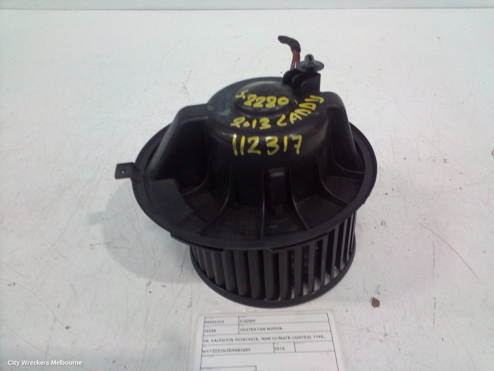 VOLKSWAGEN CADDY HEATER FAN MOTOR, 2K, VALEO P/N 1K2819015,  NON CLIMATE CONTROL TYPE, 12/2004 - 06/2015 - Image 1