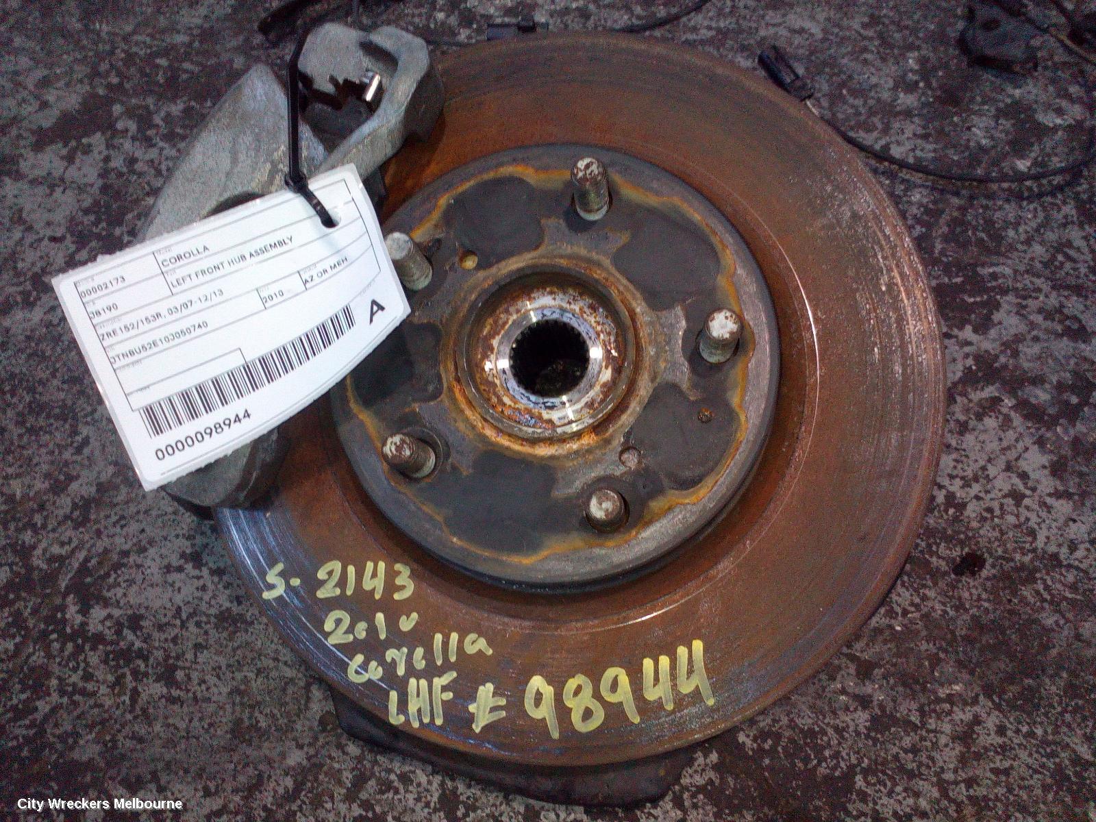 TOYOTA COROLLA LEFT FRONT HUB ASSEMBLY, ZRE152/20153R, 03/2007 - 12/2013 - Image 1