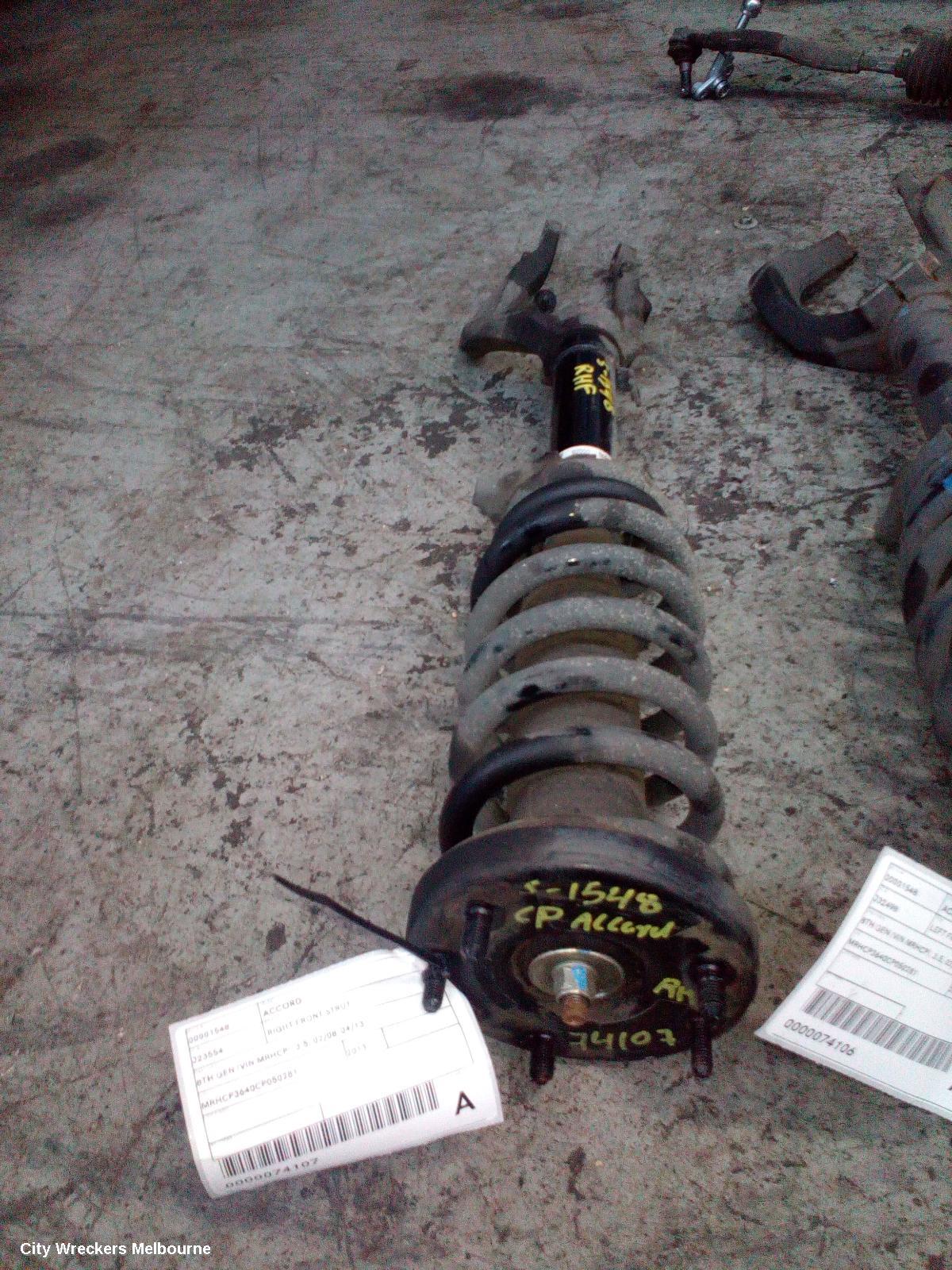 HONDA ACCORD RIGHT FRONT STRUT, 8TH GEN (VIN MRHCP), 3.5, 02/2008 - 04/2013 - Image 1