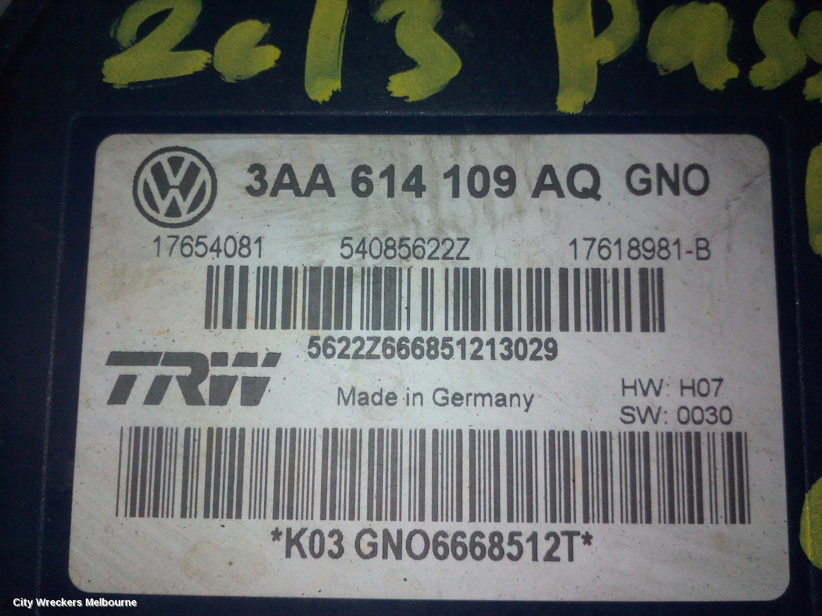 VOLKSWAGEN PASSAT ABS PUMP/MODULATOR, 3C/MK6 B6-B7, ON MODULE P/N 3AA614109AQ, 03/2006 - 05/2015 - Image 1