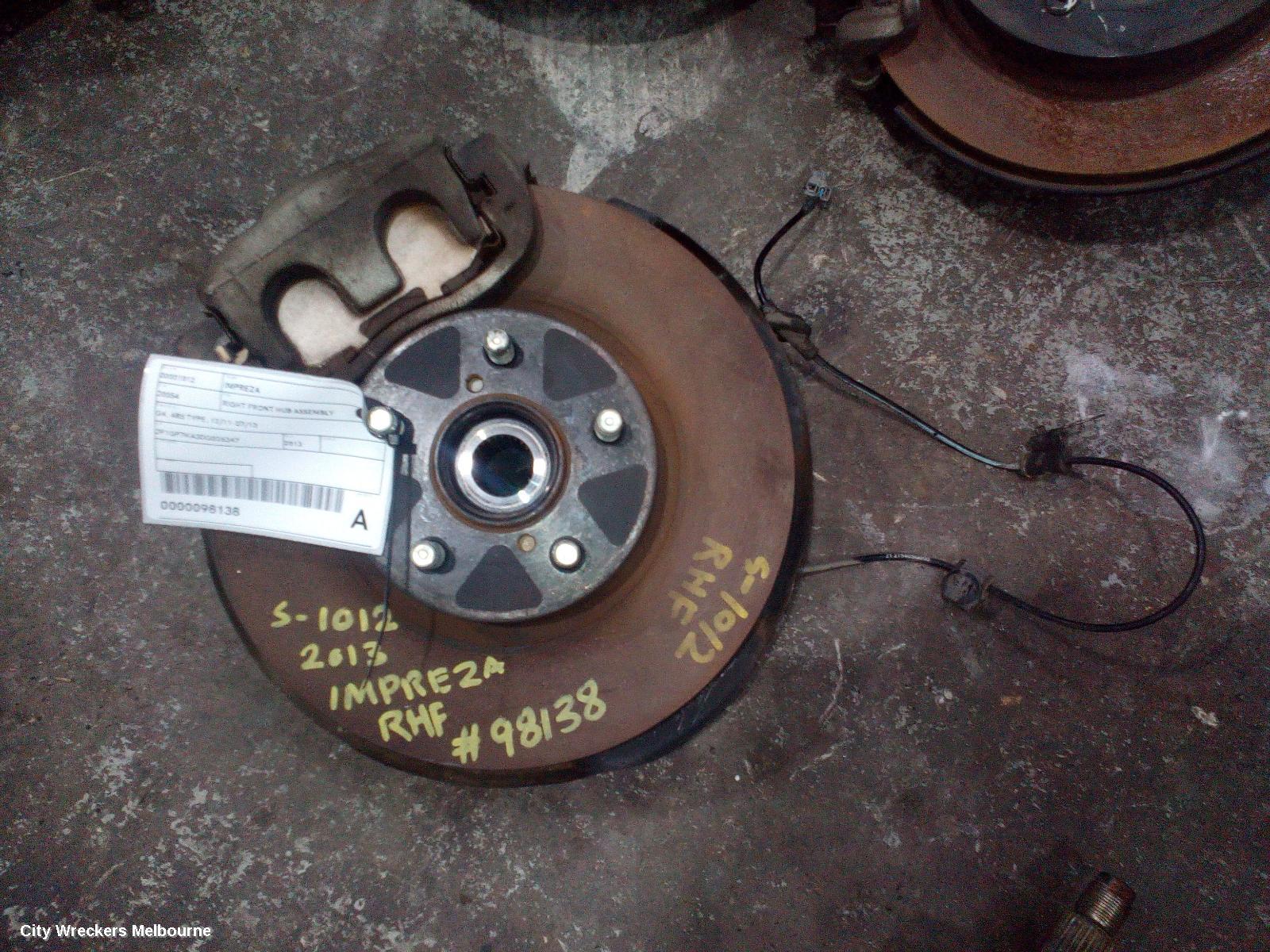 SUBARU IMPREZA RIGHT FRONT HUB ASSEMBLY, G4, ABS TYPE, 12/2011 - 07/2013 - Image 1